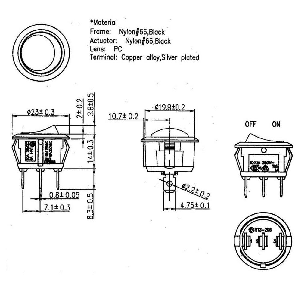 Thumbnail - TRU COMPONENTS Schalter Wippenschalter, 20 A