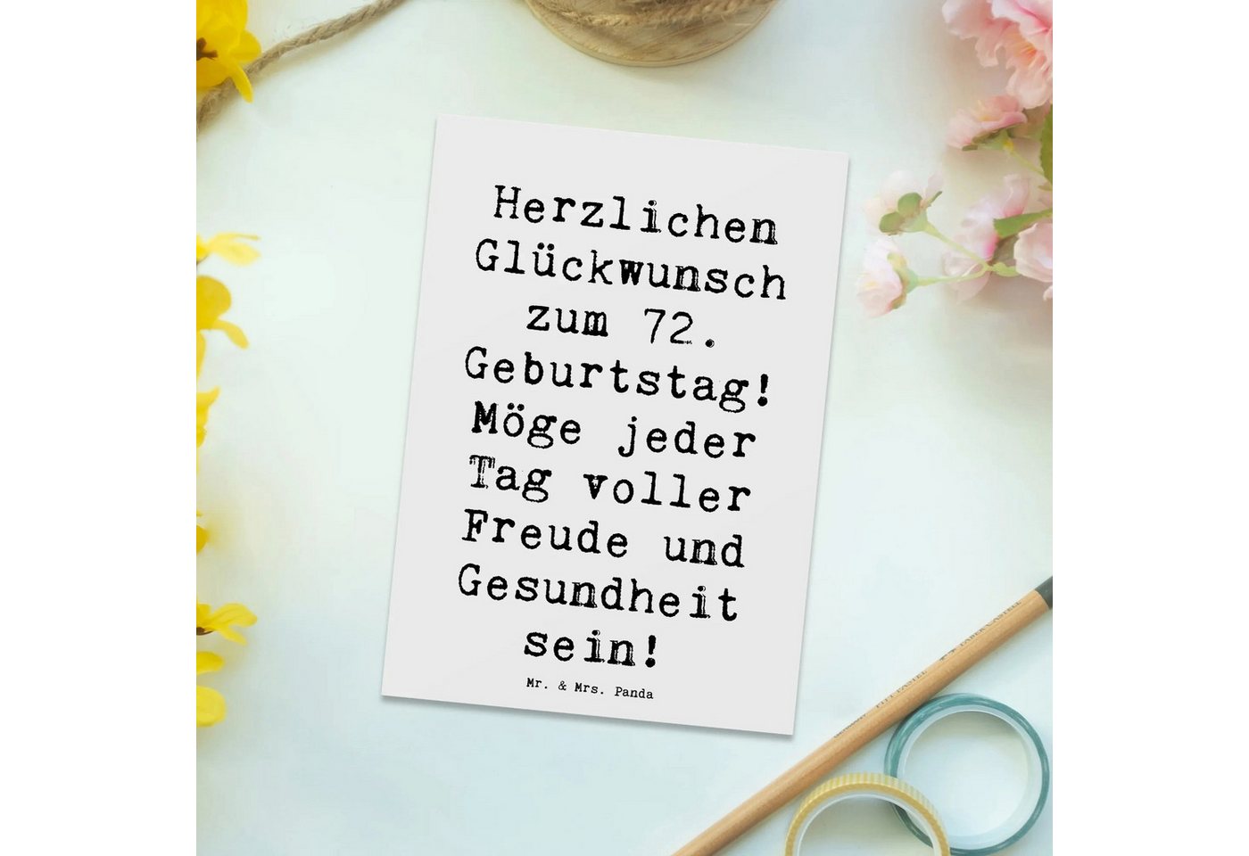Thumbnail - Mr. & Mrs. Panda Postkarte Spruch 72. Geburtstag - Weiß - Geschenk, Herzlichen Glückwunsch, Kart, Charmantes Design