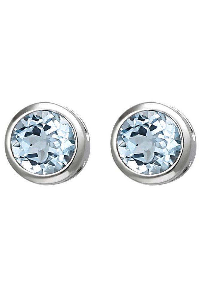 JOBO Paar Ohrstecker, 925 Silber mit Blautopas, Juwelierqualität der Marke  JOBO