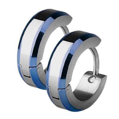 BUNGSA Серьги-кольца-Set Серьги-кольца mit blauen Kanten Silber aus Edelstahl Unisex (1 Paar (2 Stück), 2-tlg), Ohrschmuck Серьги