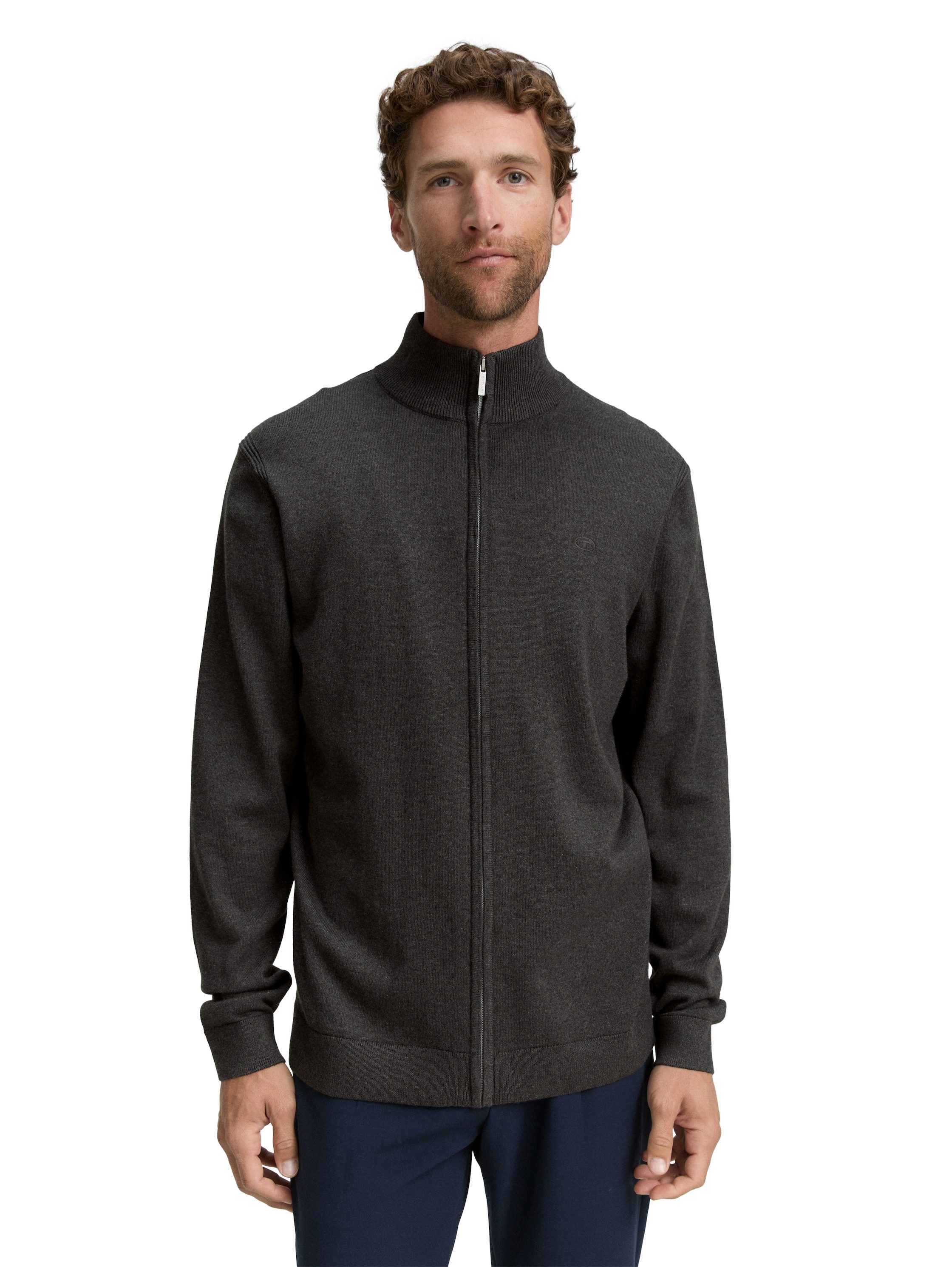 TOM TAILOR Strickjacke mit Logo Stickerei