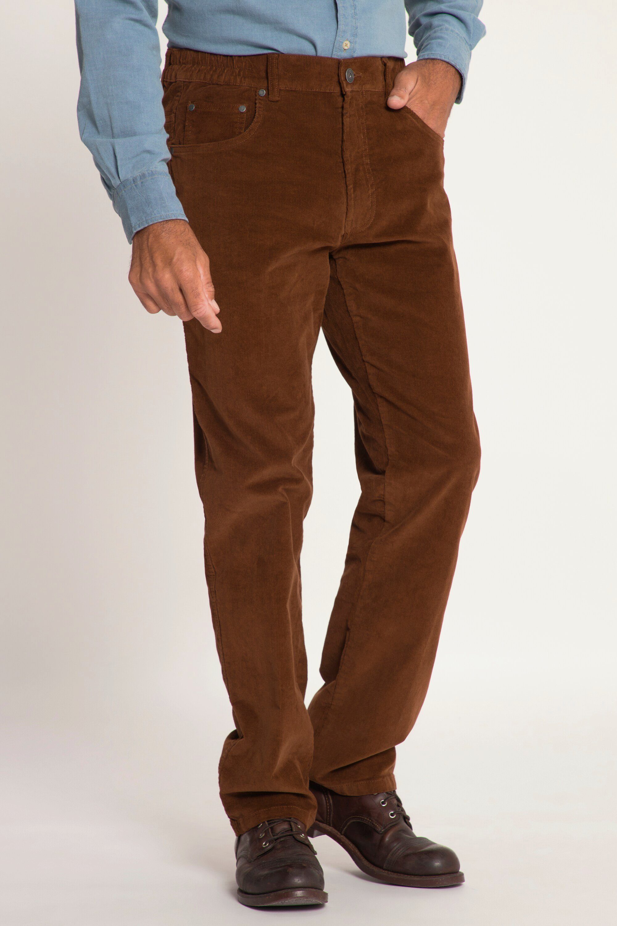 JP1880 5-Pocket-Jeans Cordhose seitlich elastischer Bund 5-Pocket mahagonibraun