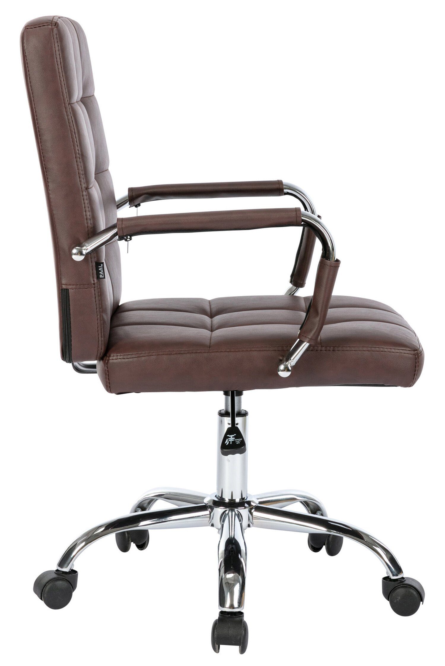 TPFLiving bequemer V1 Gestell: Rückenlehne 360° XXL), mit Sitzfläche: höhenverstellbar (Schreibtischstuhl, Kunstleder - und chrom Bürostuhl bordeauxrot - Deal Drehstuhl, Chefsessel, Metall drehbar Bürostuhl