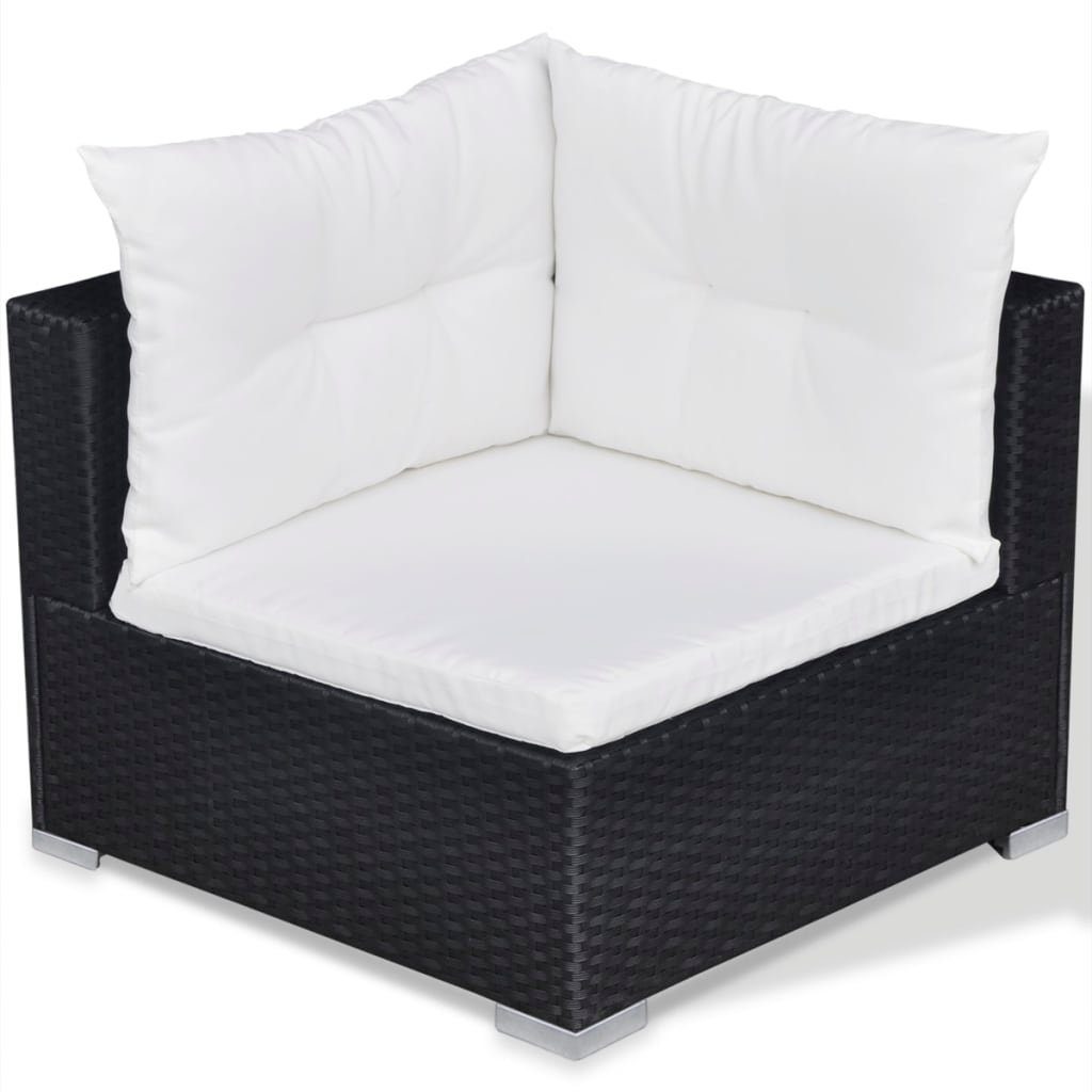 Auflagen mit vidaXL (10-tlg) Gartenlounge-Set Rattan 10-tlg. Schwarz, Garten-Lounge-Set Poly