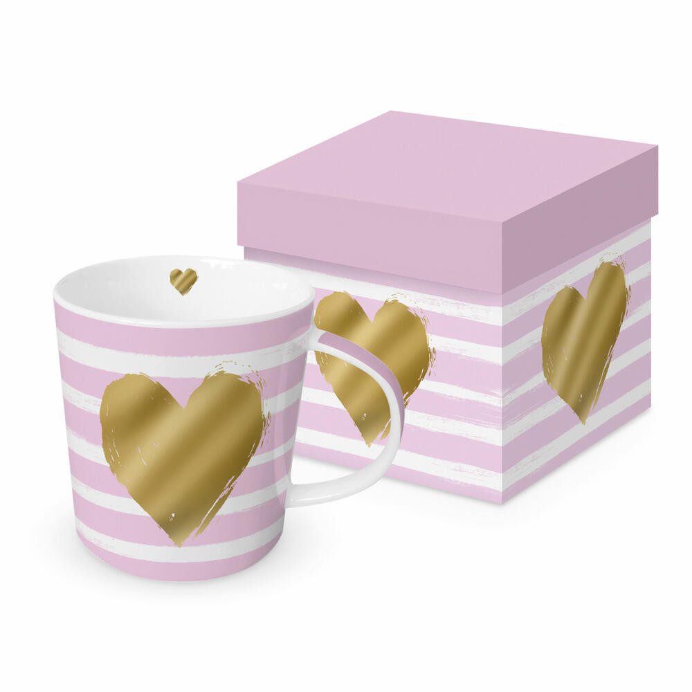 PPD Tasse Heart & Stripes rosé Trend Mug, 400 ml, Keramik
