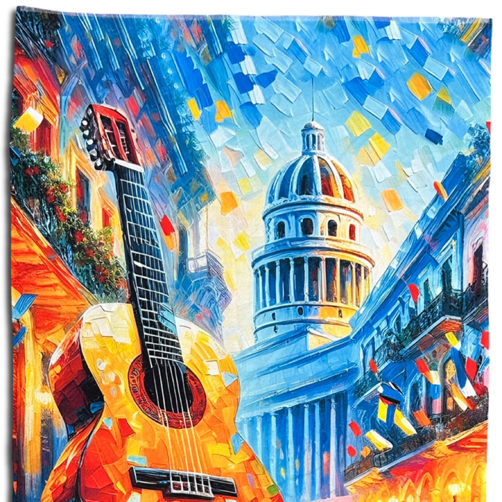 ESPiCO Strandtuch Capitol Gitarre, Frottee-Velour (1-St), Havanna, Buch, Cuba, Musik