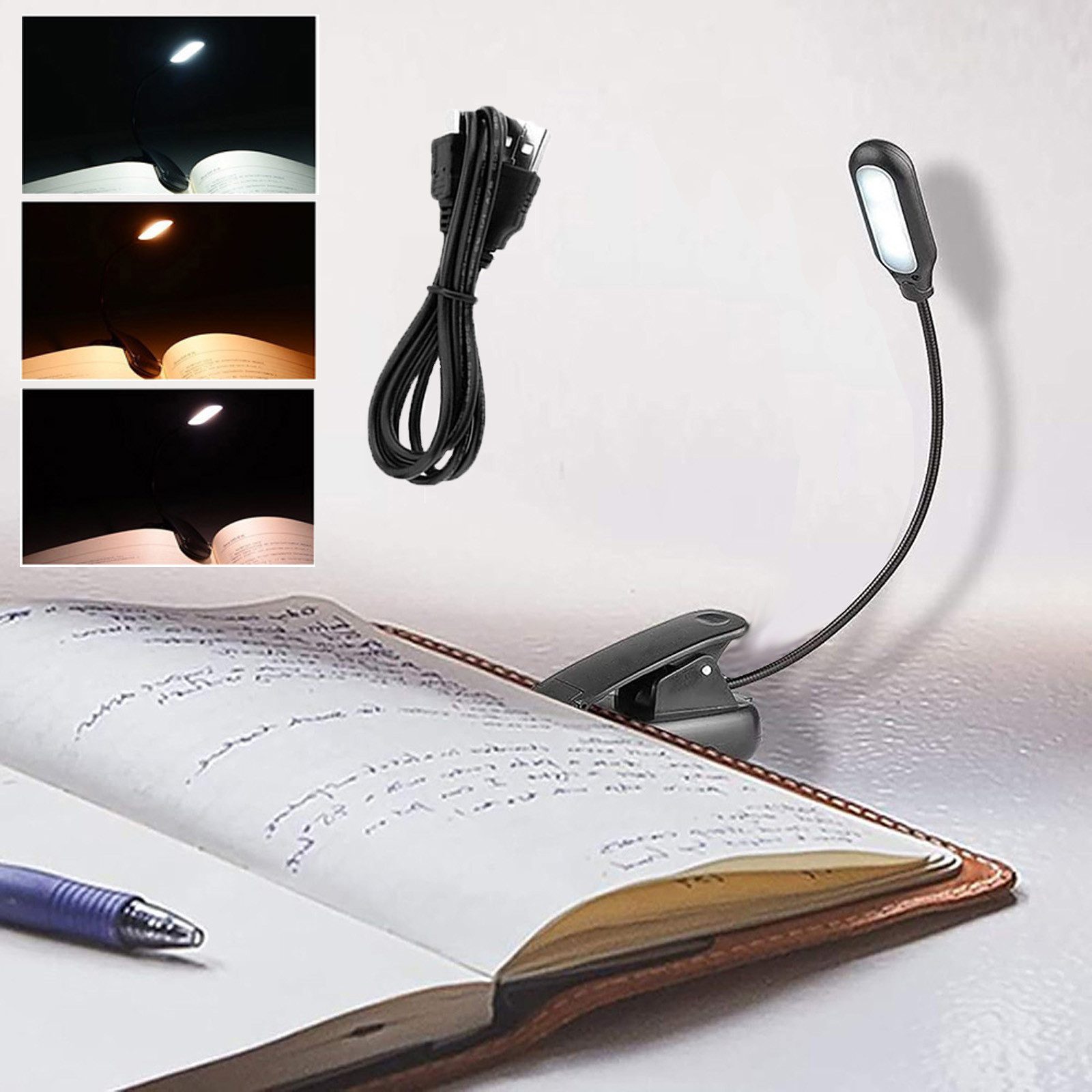 Jibenhome Klemmleuchten Tragbare LED-Leselampe,Clip Lampe Batterie & USB - günstig online kaufen