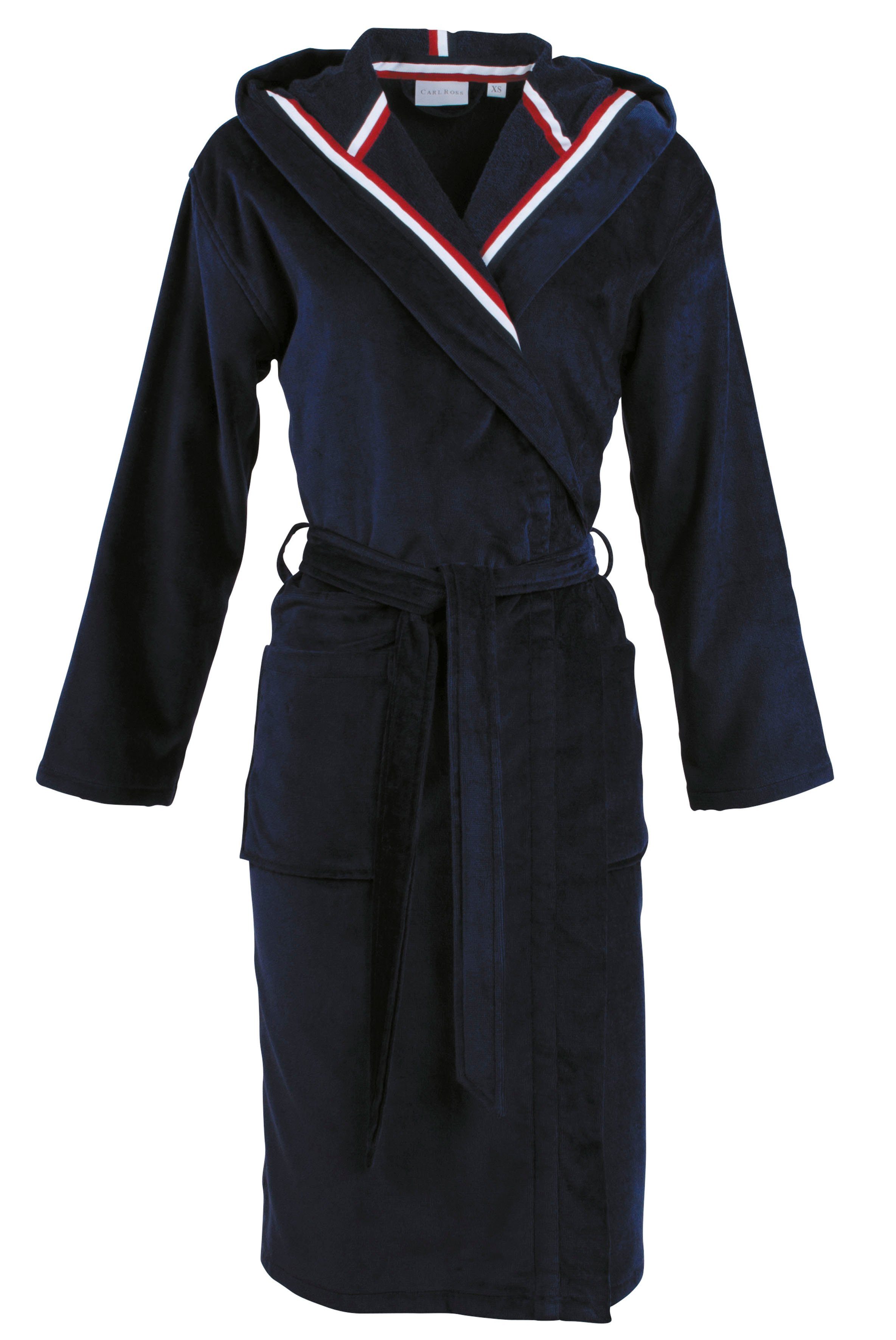 Carl Ross Unisex-Bademantel 481310, Midilänge, Velours, Kapuze, Gürtel, Mid günstig online kaufen