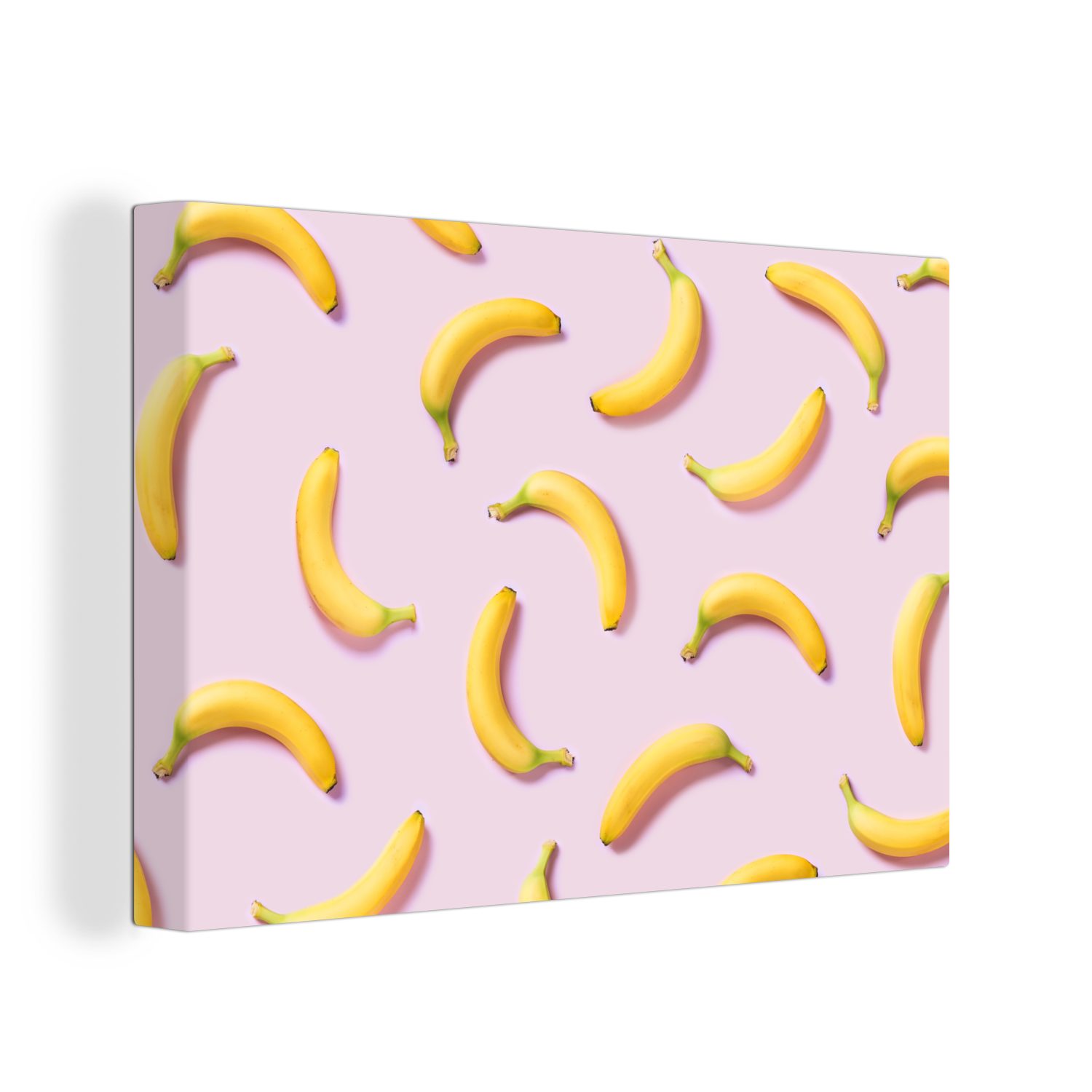 OneMillionCanvasses® Leinwandbild Banane - Rosa - Pastell, (1 St), Wandbild Leinwandbilder, Aufhängefertig, Wanddeko, 30x20 cm