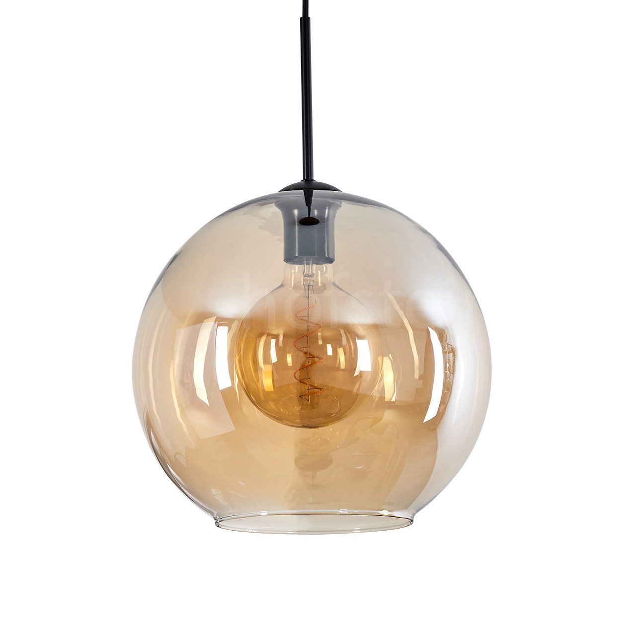 hofstein Hängeleuchte »Cesaro« Hängelampe aus Metall/Glas in Schwarz/Bernst günstig online kaufen