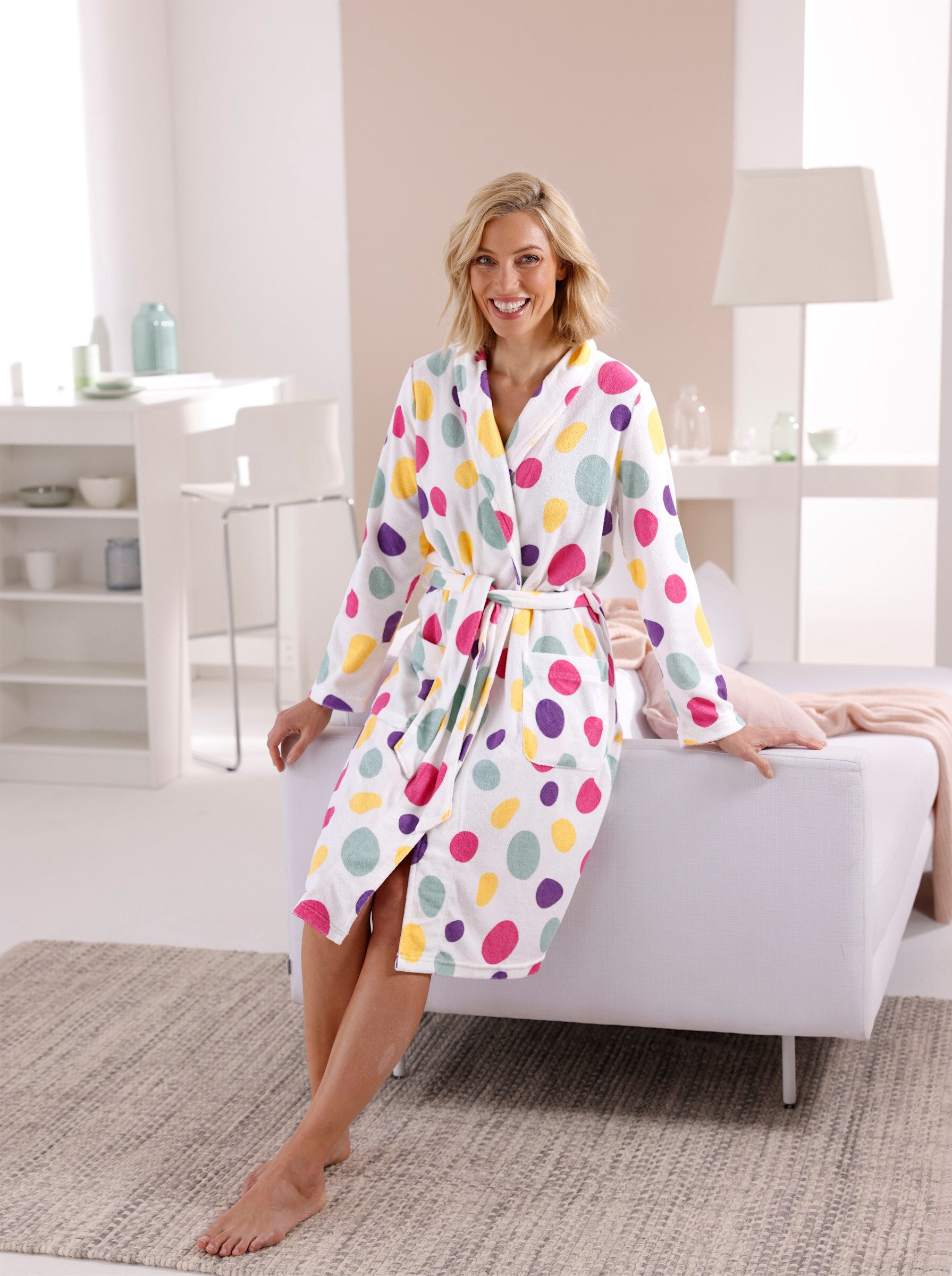 Witt Damenbademantel Bademantel ., Длина ca. 105 cm, Baumwolle, Bindeband