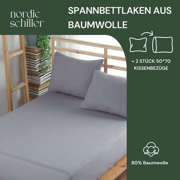Spannbettlaken Spannbettlaken-Set aus 100 % Baumwolle, Ranforce-Stoff, Nordic Schiller, Unifarben, Hypoallergen