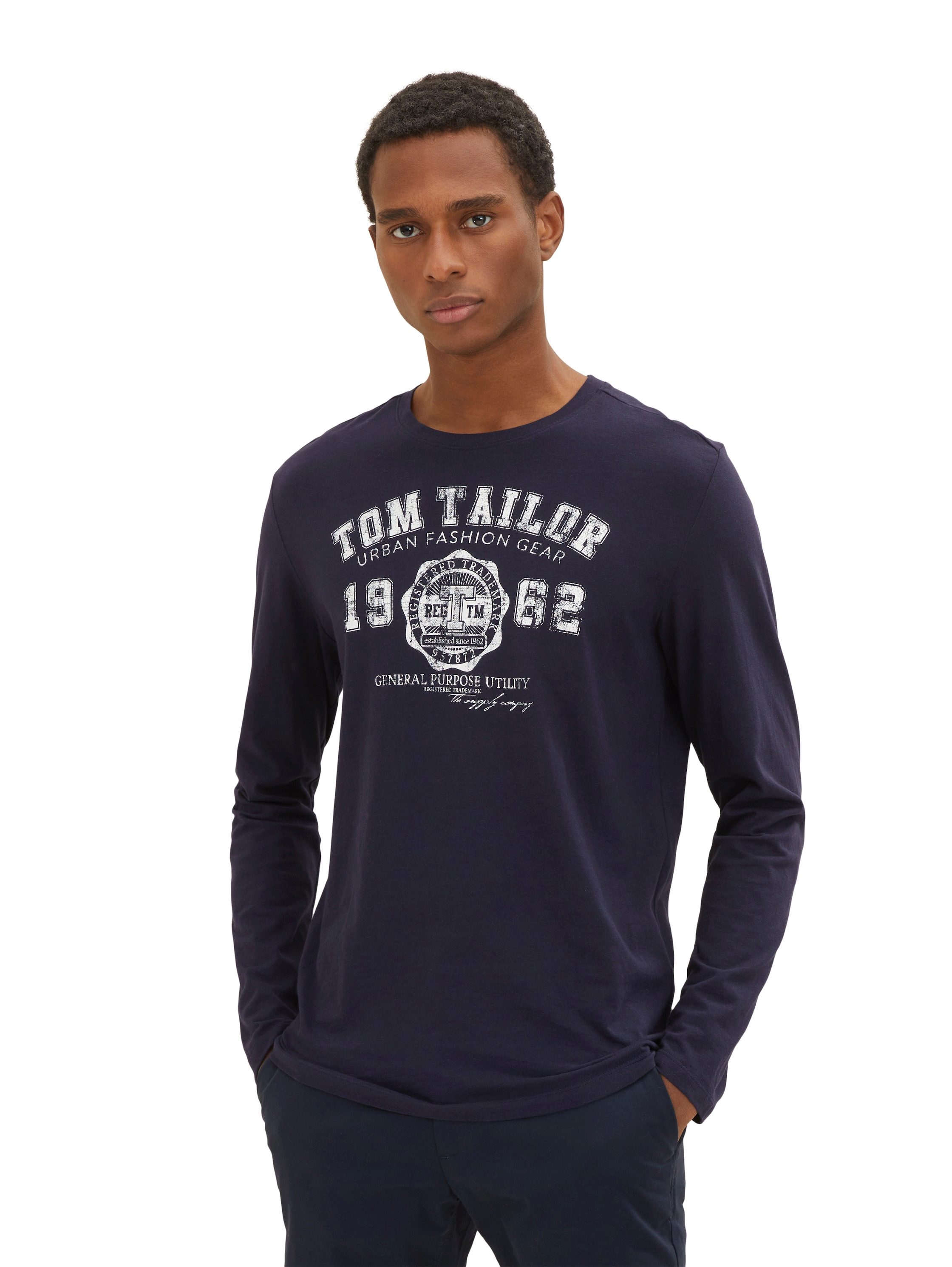 TOM TAILOR Langarmshirt (Packung, 2-tlg) 2er Pack / mit Logo Print