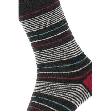 Chili Lifestyle Strümpfe Socken Streifen Design, 5 Paar, Damen, Baumwolle, Schwarz, Blau, Grau