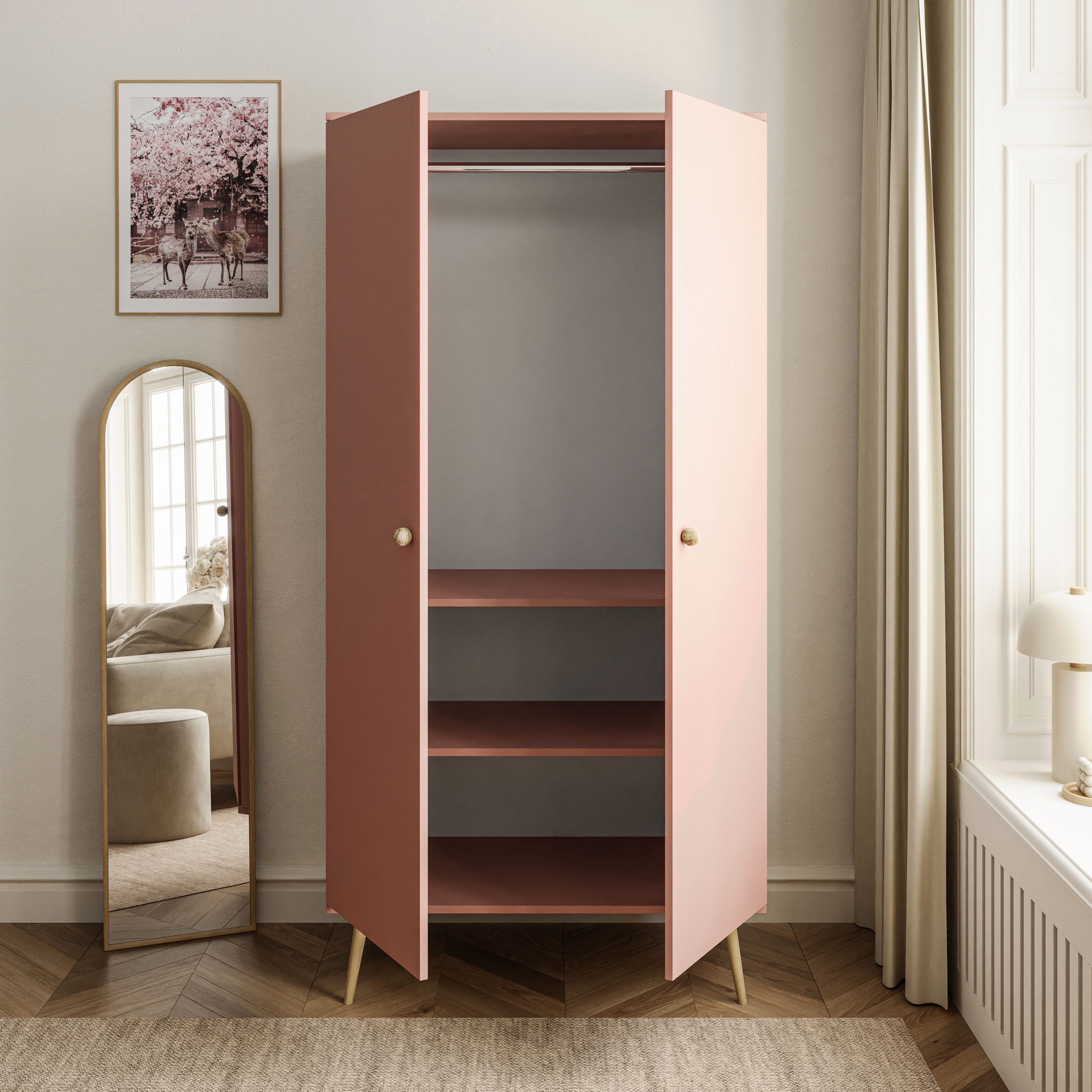 Lookway Kleiderschrank HARMONY zweitüriger Schrank mit Kleiderstange