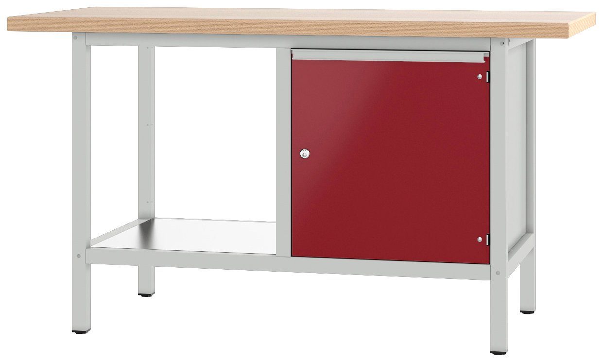 PADOR Werkbank 21 S 04, cm 85,5x150 grau/rot Höhe/Länge