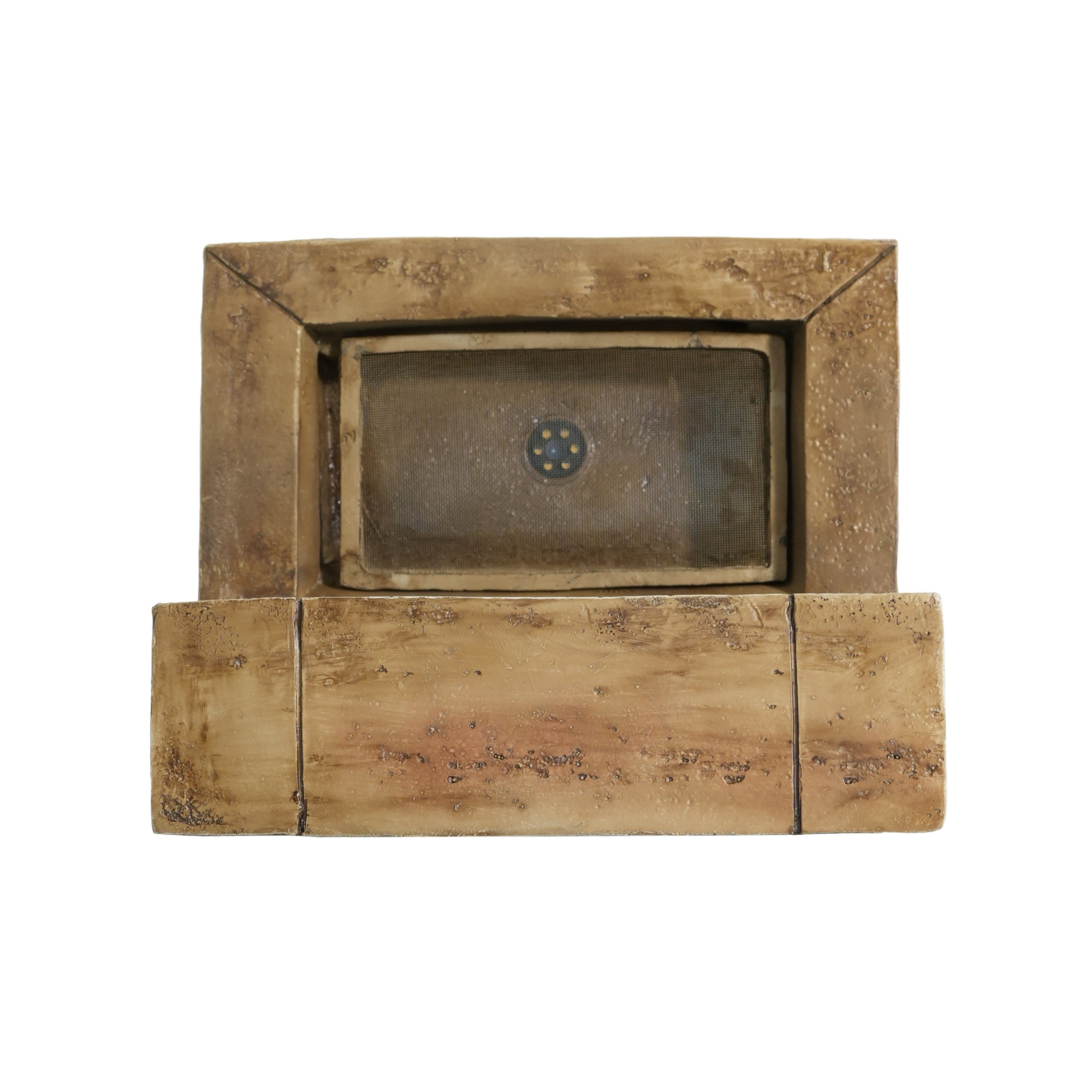 KLAM HOME Gartenbrunnen Gartenbrunnen Grau mit LED & Wasserpumpe, (Dekoratives Wasserspiel mit Kunststein-Optik), Für Garten, Terrasse, Balkon & Innenbereich