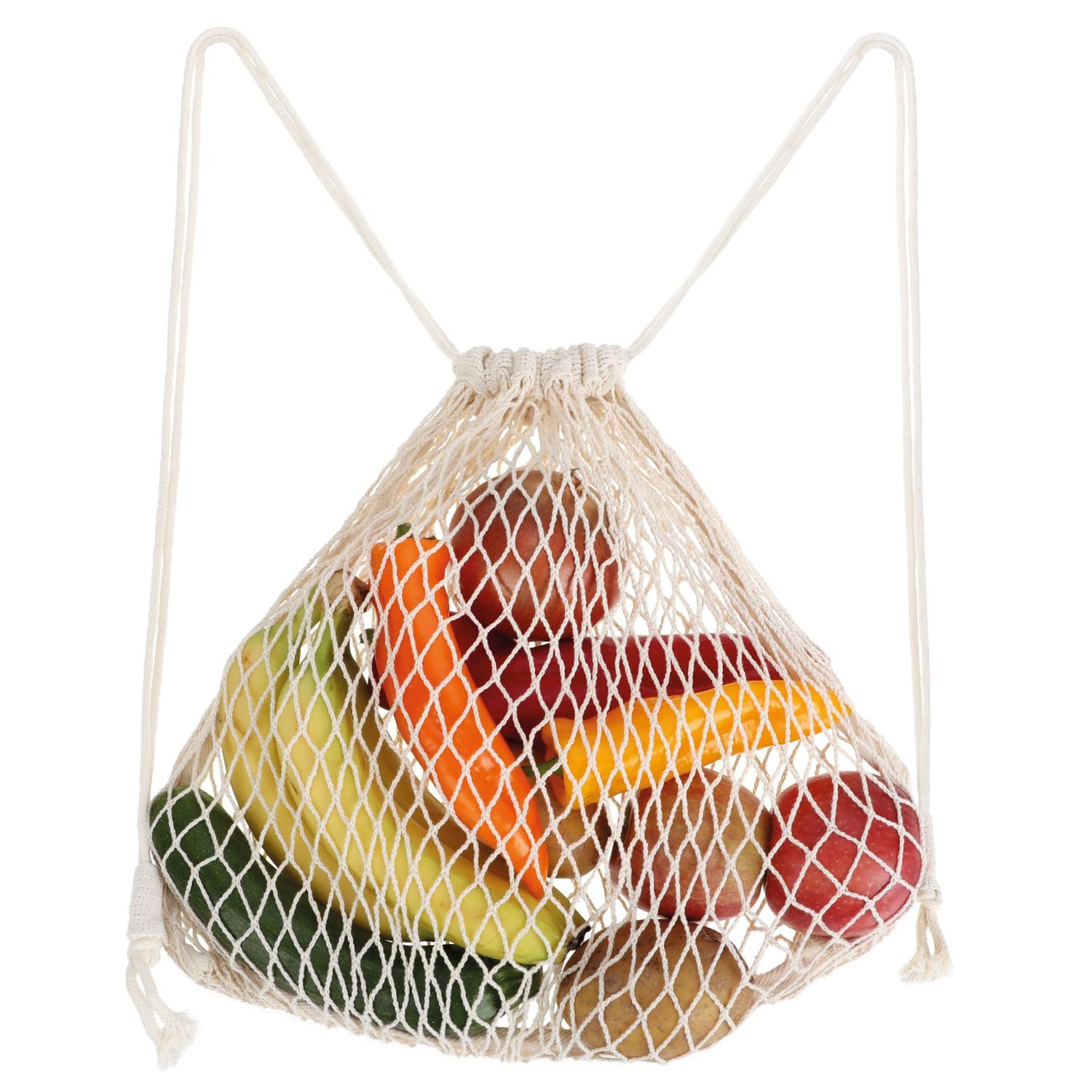 com-four Rucksack Wiederverwendbarer Netz-Rucksack (1-tlg), Einkaufstasche aus 100 % Baumwolle - Netzbeutel für Lebensmittel