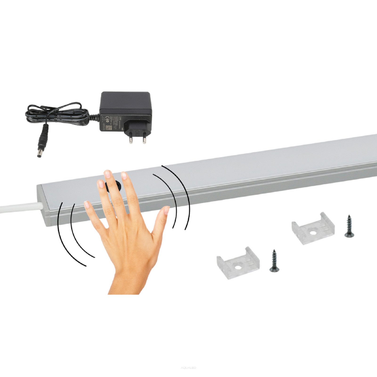 QLS LED Unterbauleuchte Neutralweiß 4000K 30 - 120 cm, LED fest integriert, mit Hand-Sweep-Sensor Schrankbeleuchtung Bewegungsmelder