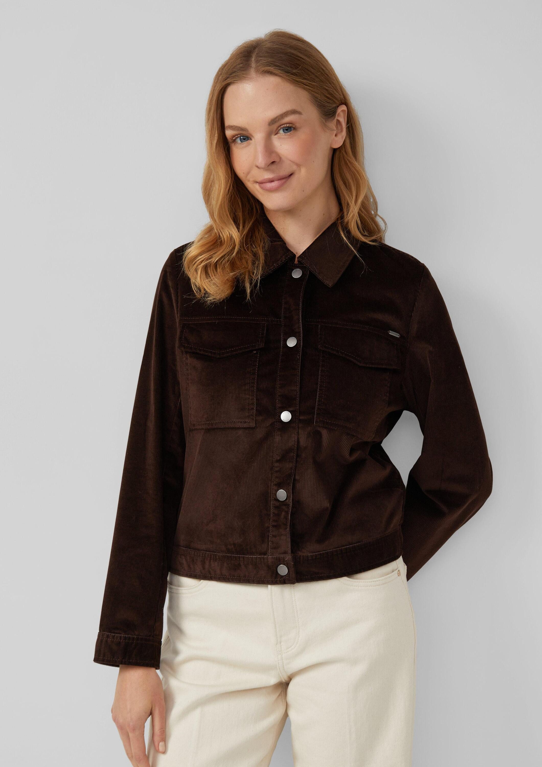 s.Oliver Funktionsjacke Indoor-Jacke Feincord-Jacke mit Hemdkragen und aufgesetzten Brusttaschen
