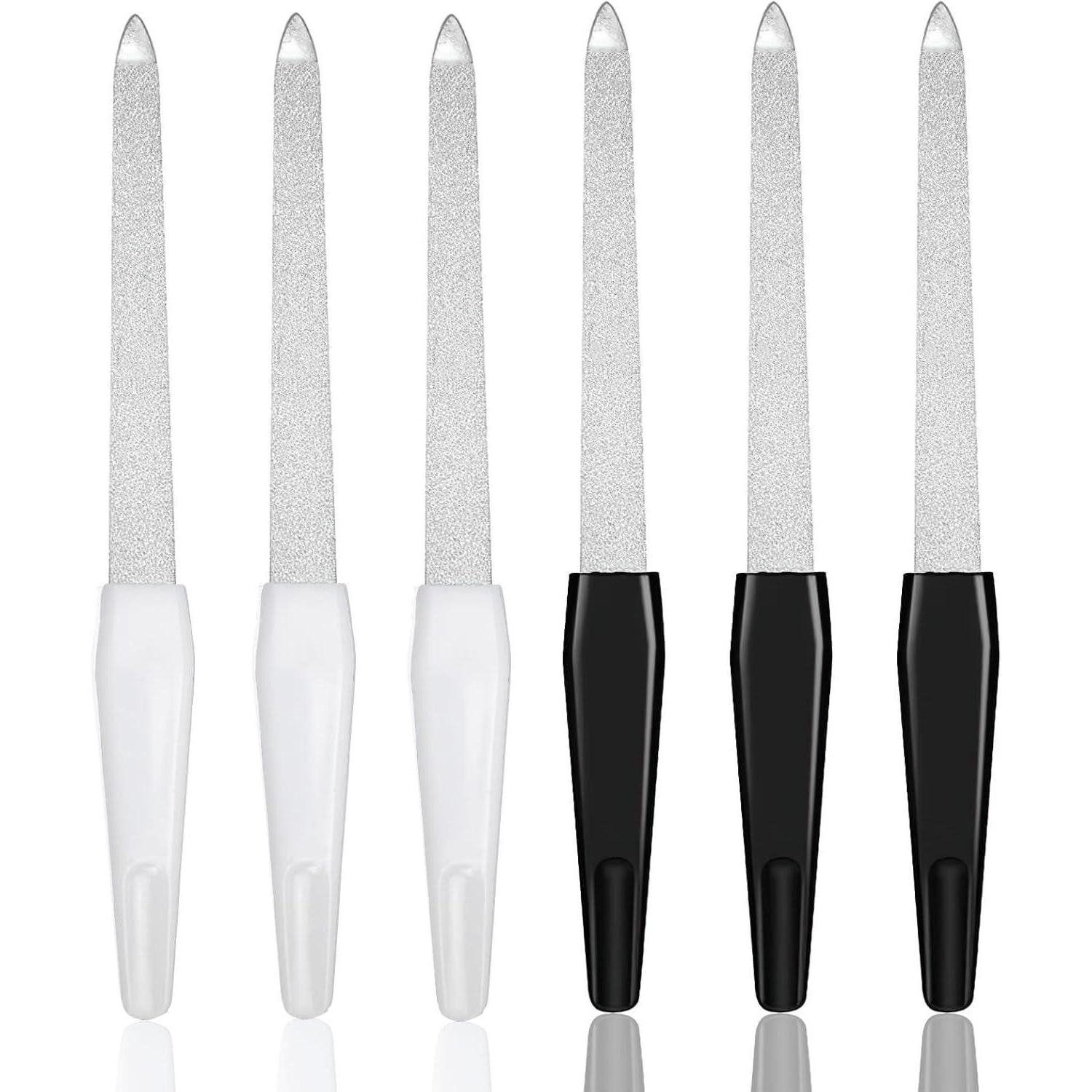 LuxusKollektion Saphir-Nagelfeile 6er-Set Nagelfeilen Naturnägel Profi Metall Maniküre Pediküre Schwarz