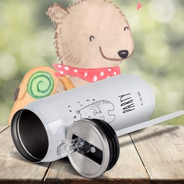 Mr. & Mrs. Panda Isolierflasche Bär Party - Weiß - Geschenk, Abfeiern, Teddybär, Gute Laune, Lustig, Integrierter Trinkhalm.