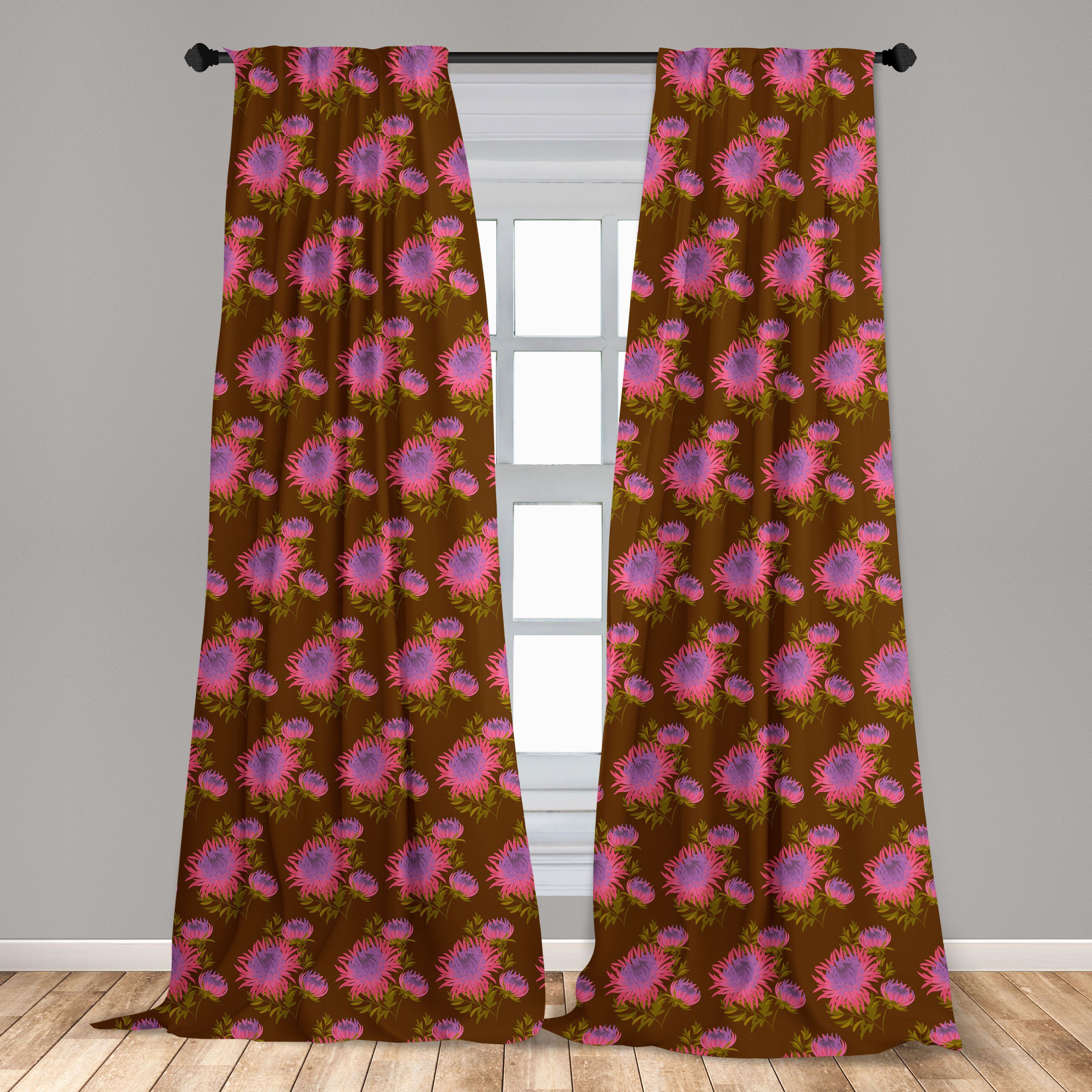 Gardine Vorhang für Wohnzimmer Schlafzimmer Dekor, Abakuhaus, Chrysanthemum Autumn Blume Microfaser, Flora