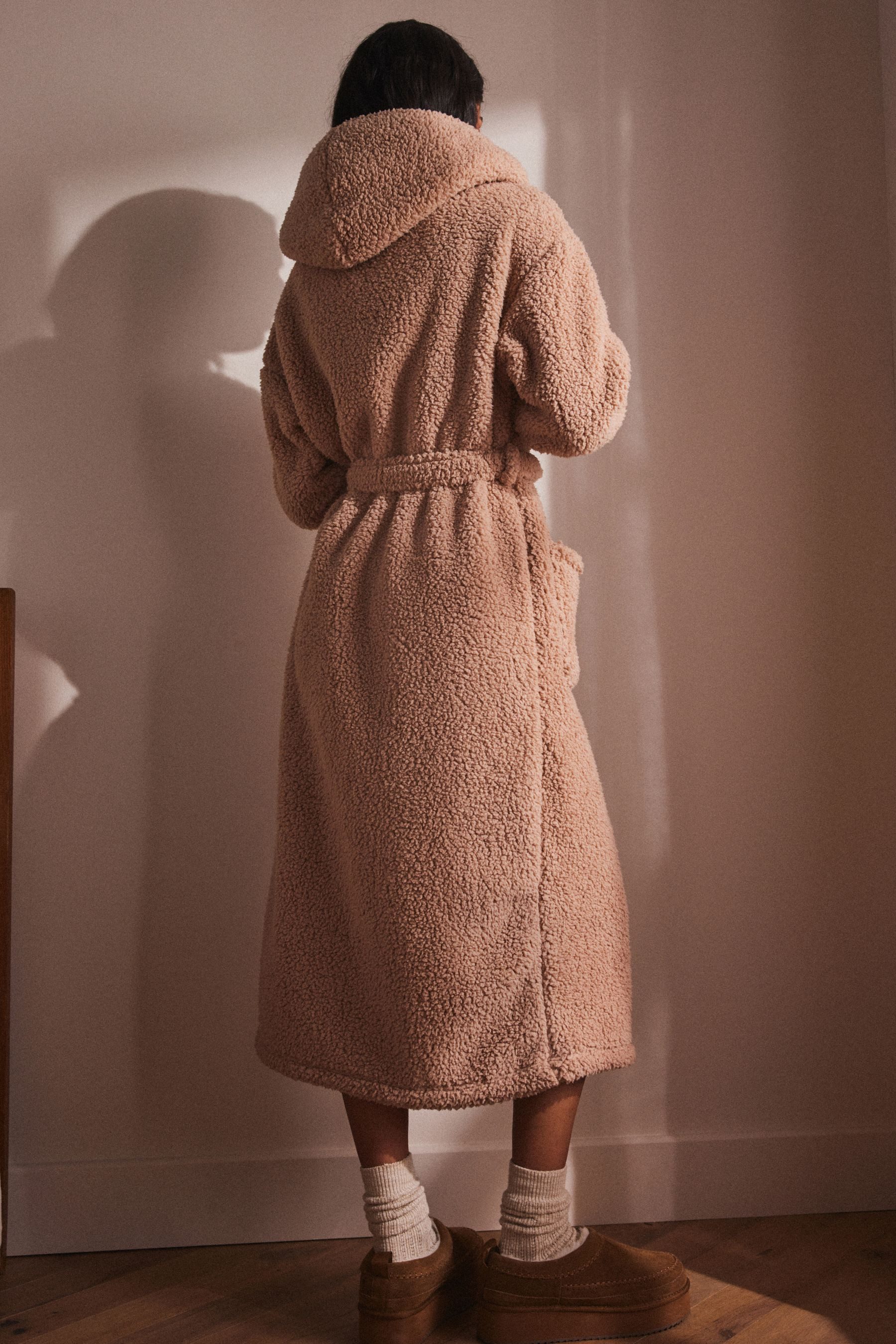 Next Damenbademantel Langer Teddy-Morgenmantel, Polyester (recycelt) günstig online kaufen
