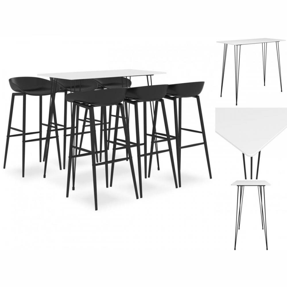 Bar-Set Weiß Sitzgruppe vidaXL und Schwarz 7-tlg