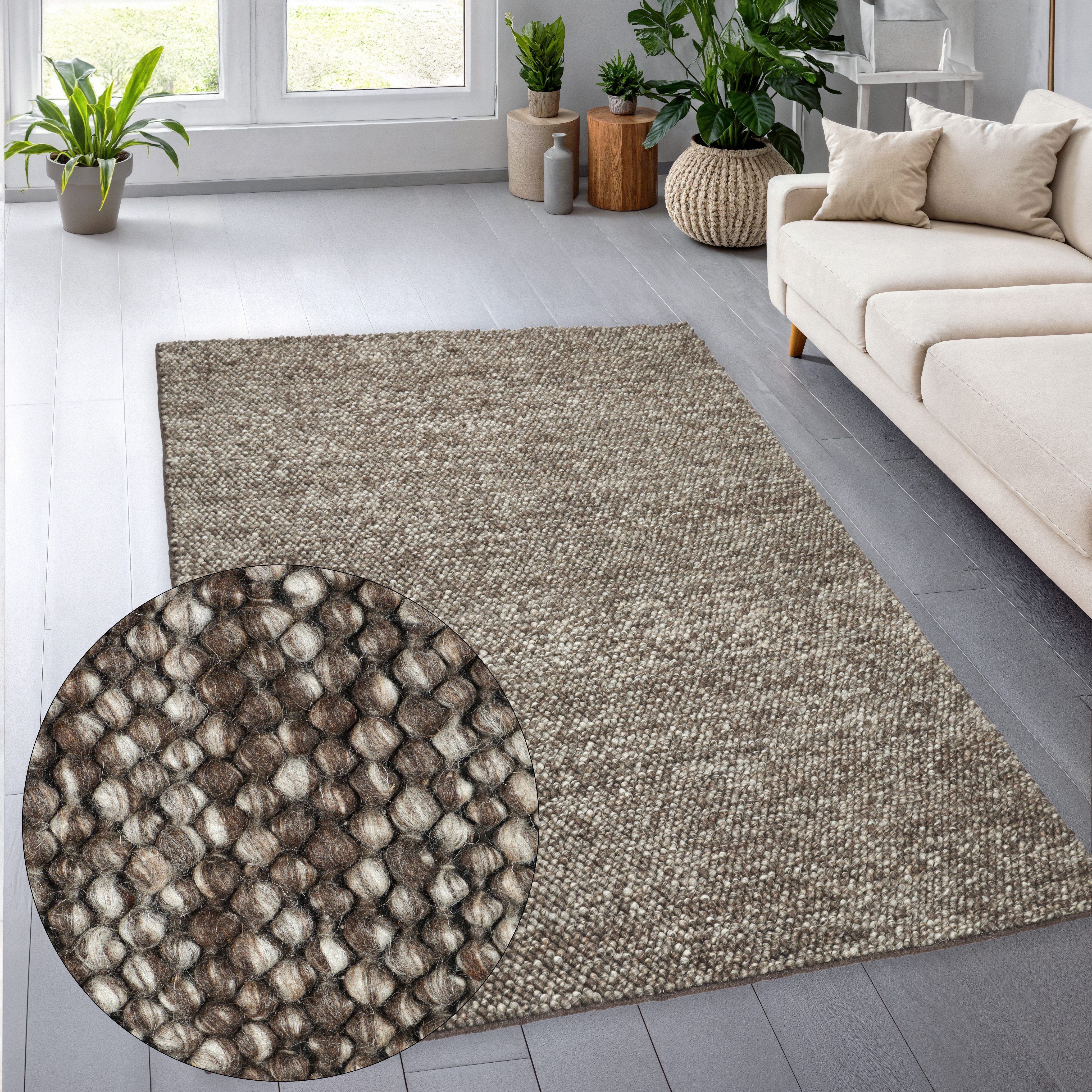 my home Wollteppich Wolly, Wolle, rechteckig, Höhe: 14 mm, handgewebt, Handweb Teppiche, Wohnzimmer, Schlafzimmer, Esszimmer