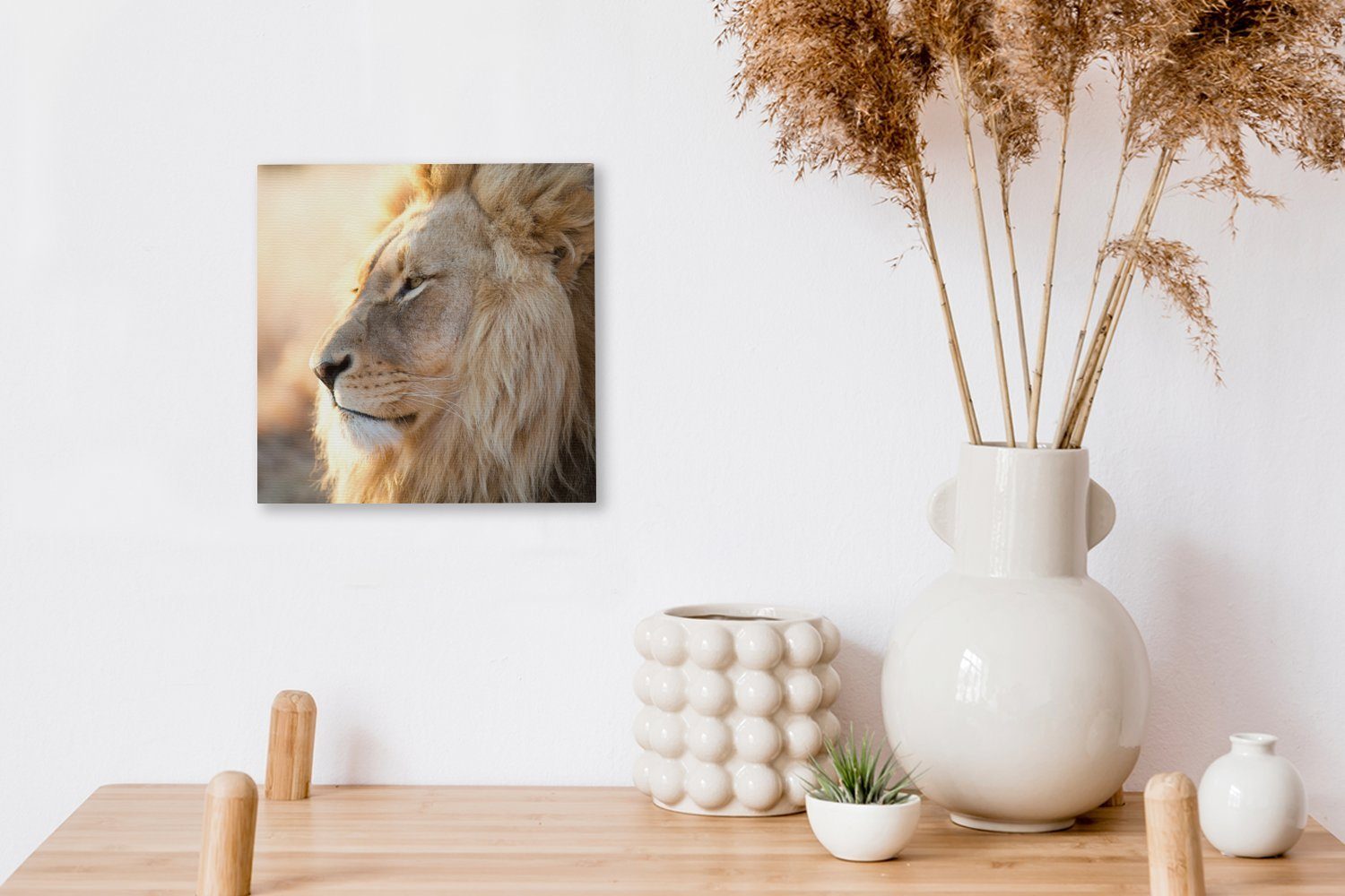 OneMillionCanvasses® Leinwandbild für - Schlafzimmer Leinwand Bilder Profil- St), (1 Tiere, Löwe Wohnzimmer
