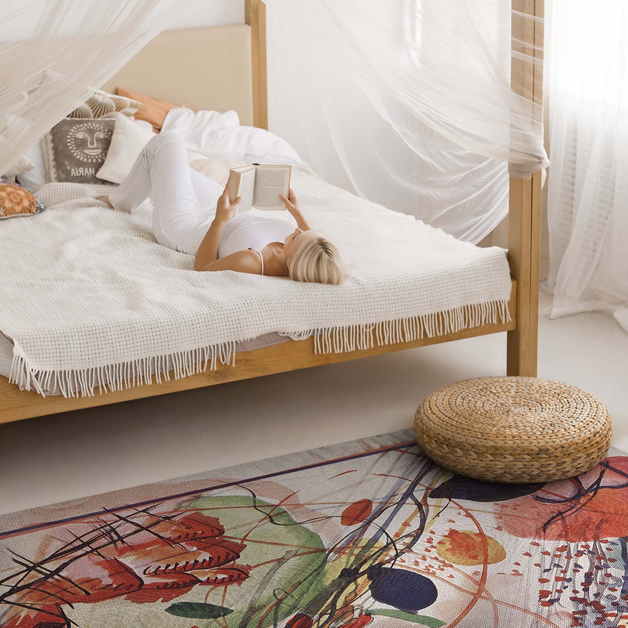 Tulup Vinylteppich Buntes Aquarell von Wassily Kandinsky, Textil Bodenmatte günstig online kaufen