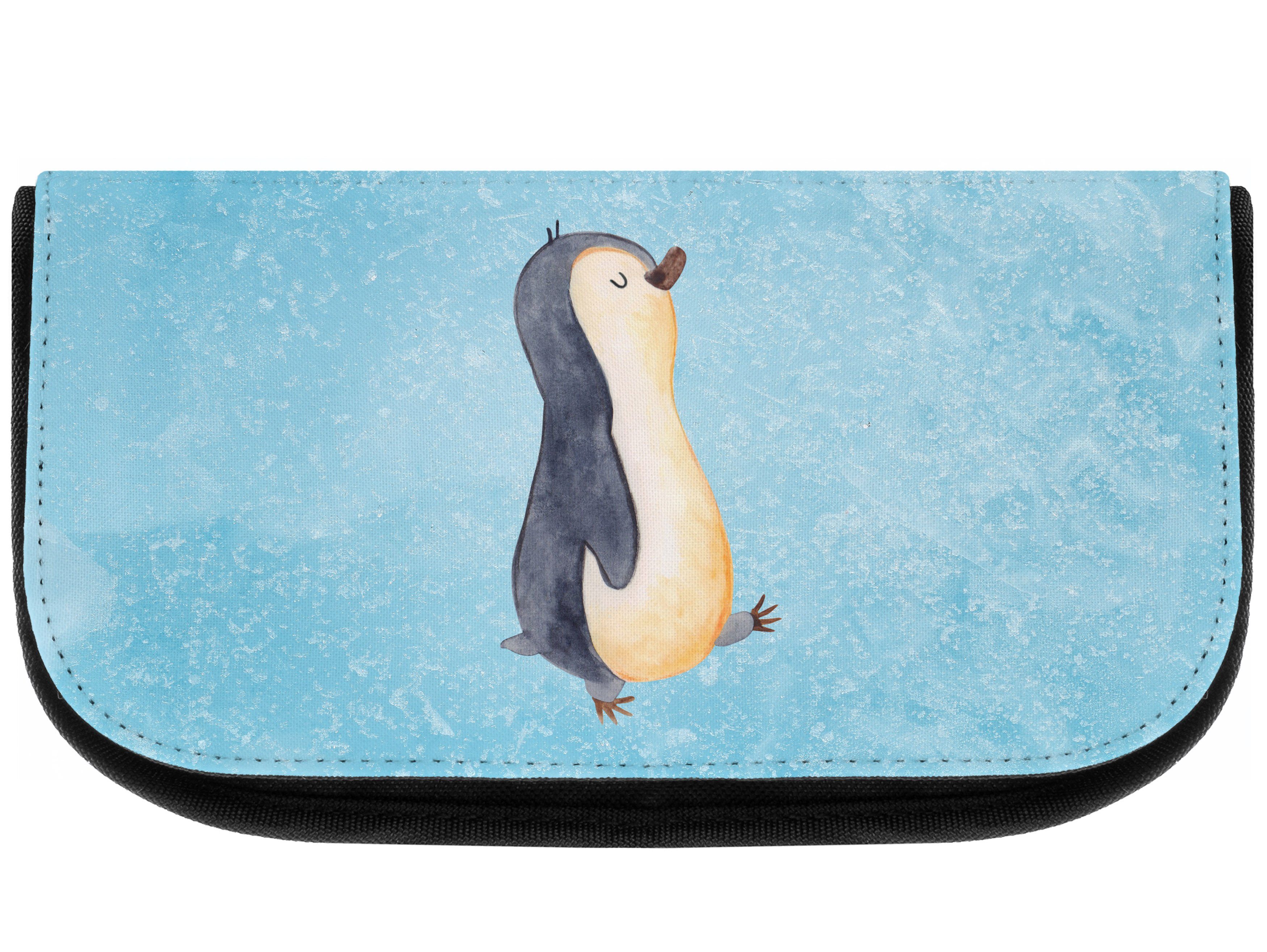 Mr. & Mrs. Panda Kosmetiktasche Pinguin marschierend - Eisblau - Geschenk, zufrieden, spazieren, Brud (1-tlg) | Kulturbeutel