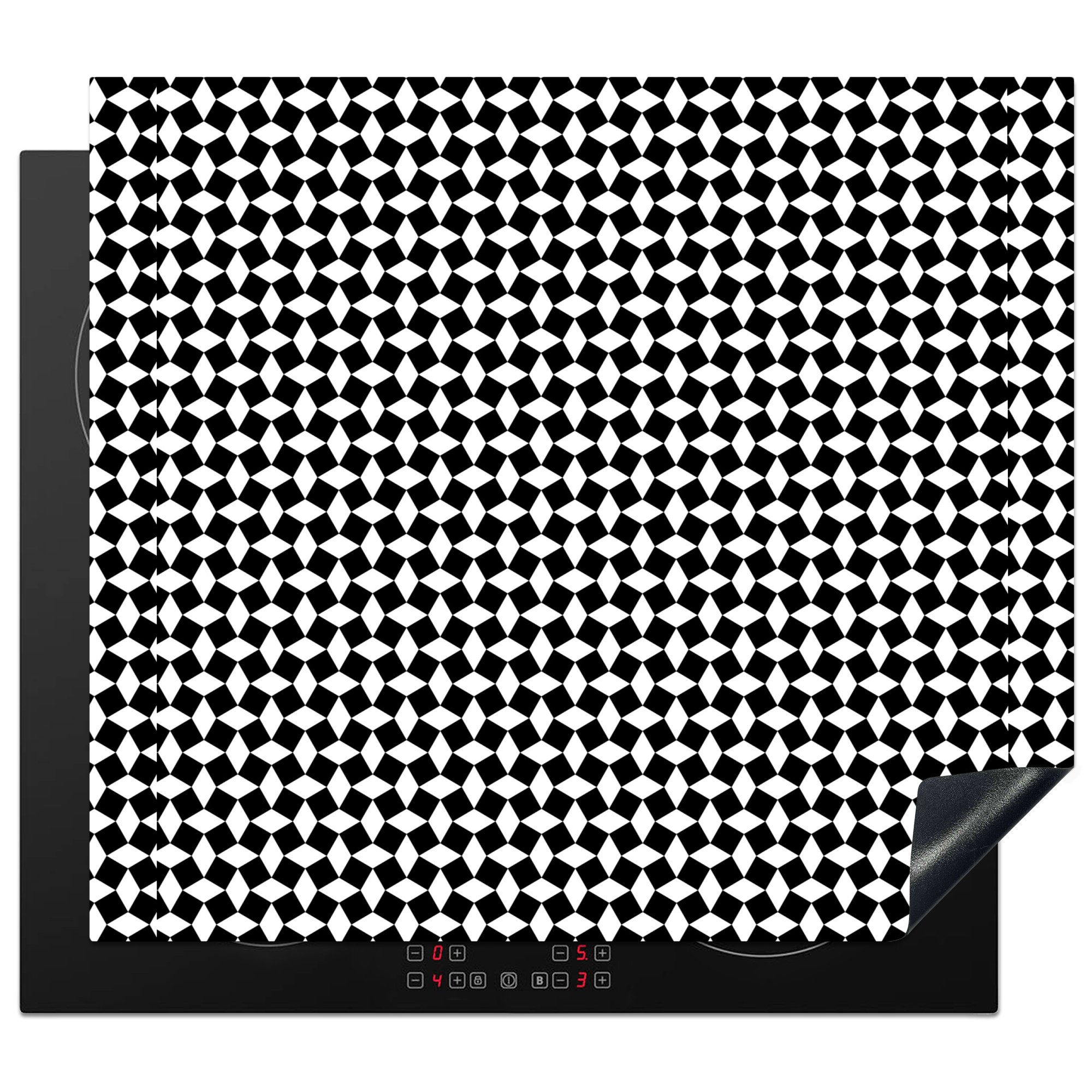 Vinyl, Gestaltung 58x51 für Induktionsherd, MuchoWow Dekoration Herdblende-/Abdeckplatte Küchen - (1 Muster, Induktionskochfeld tlg), - cm, Geometrie