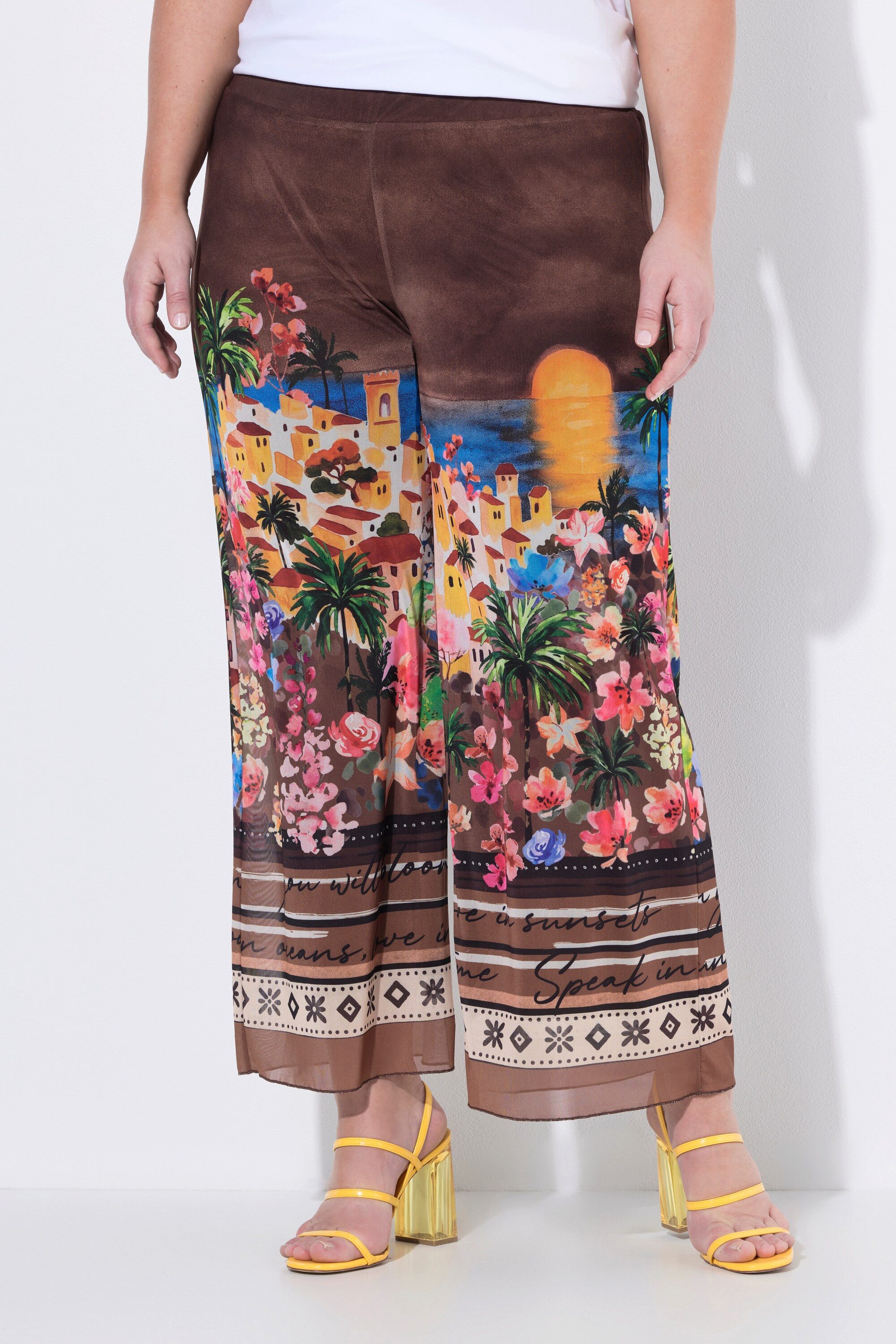 MIAMODA 7/8-Hose Culotte weites gerades Bein Mesh Print