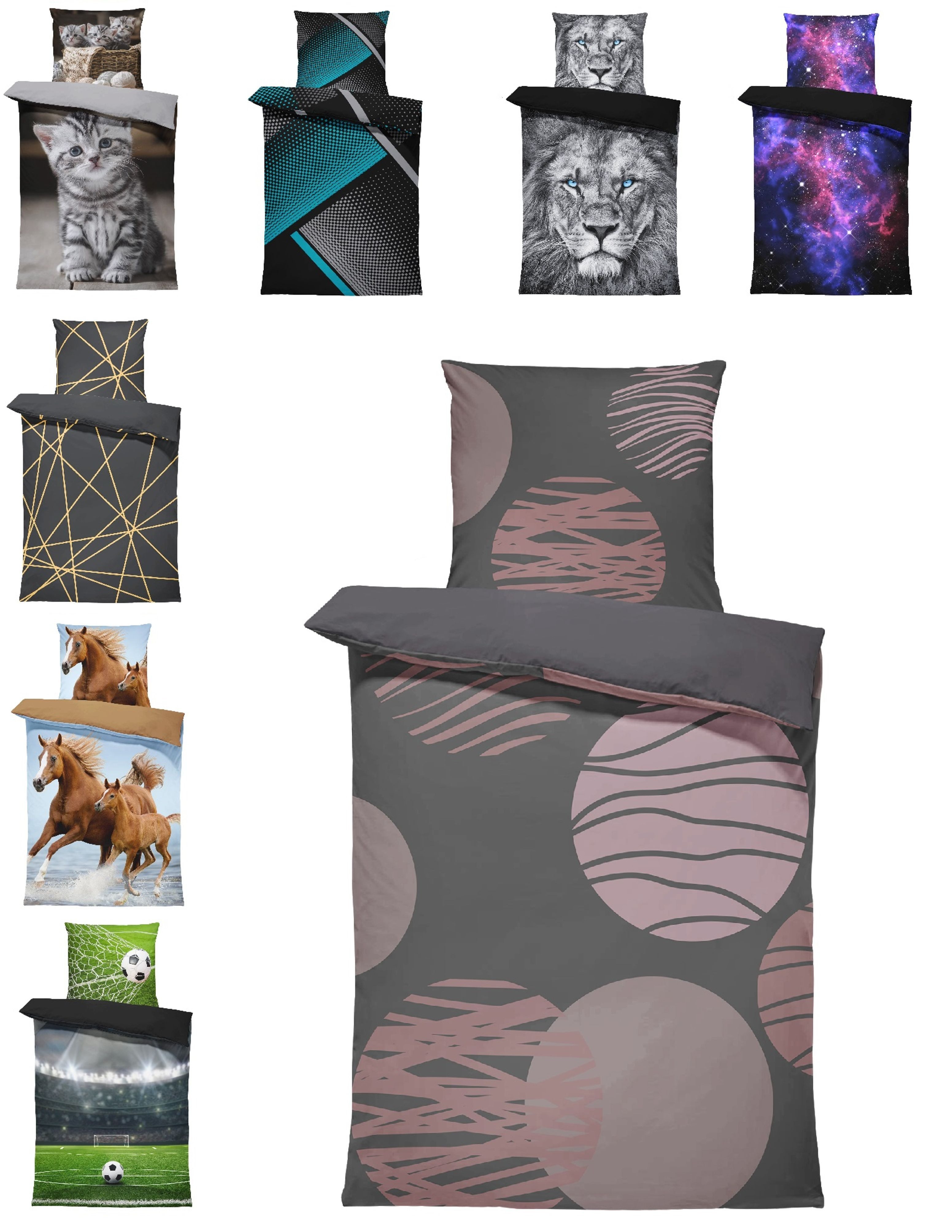 One Home Bettwäsche Fotodruck, Mikrofaser, 2 teilig, Elegant Kreise Modern, günstig online kaufen