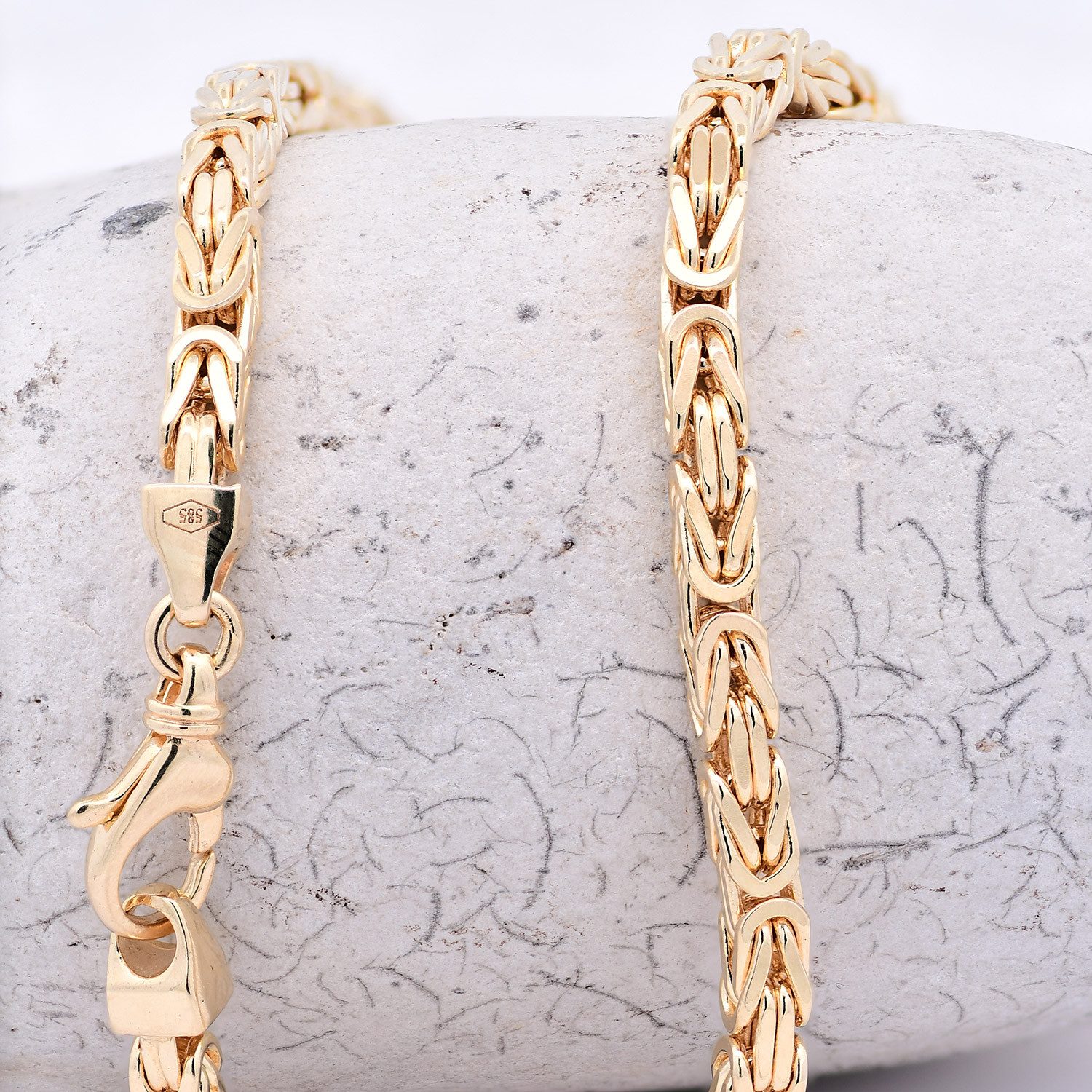 HOPLO Königskette Goldkette Königskette Länge 19cm - Breite 4,0mm - 585-14 Karat Gold, Made in Germany