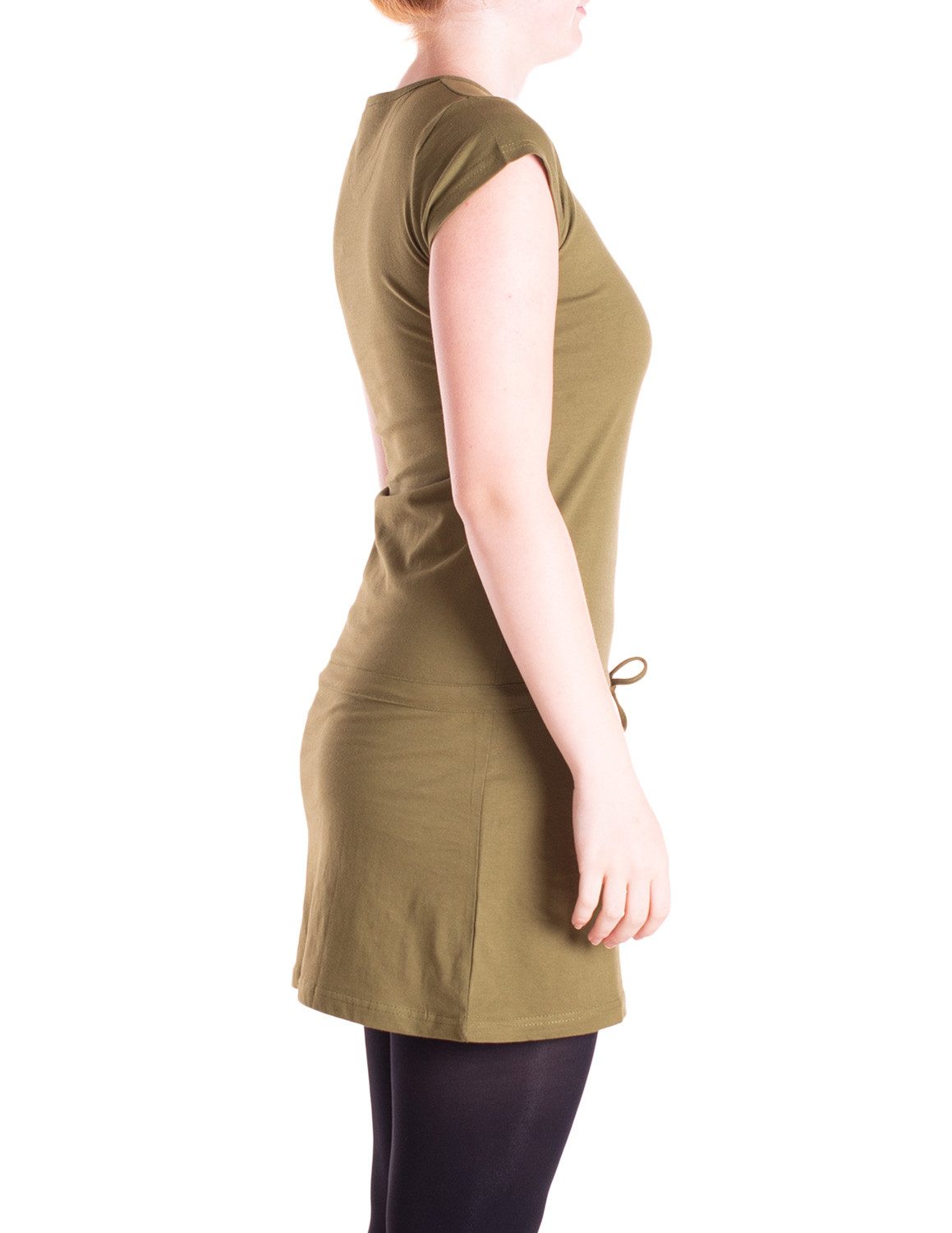 Vishes Sommerkleid Damen Kleid Kurzarm Jersey Minikleid Schnürung Taille Alternative Mode, Boho, Hippie, Ethno, Festival