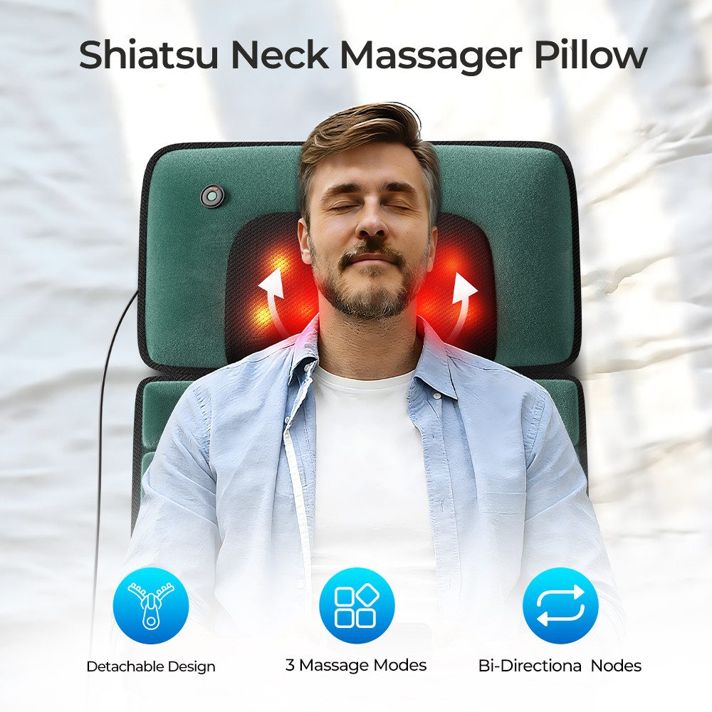 BBWL Massagematte für Schultern Nacken Rücken Hüfte mit Memory Foam, 155×50×3cm, 3-stufige Wärmefunktion, verstellbare Intensität