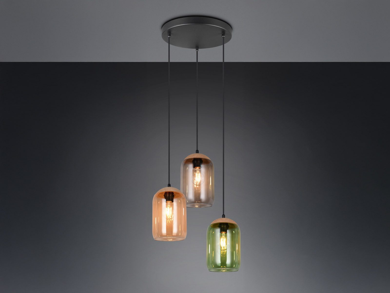 TRIO Leuchten LED Pendelleuchte, Dimmfunktion, LED wechselbar, warmweiß, Cluster Lampenschirm-e Glas hängend über Esstisch & Treppenhaus, Ø30cm