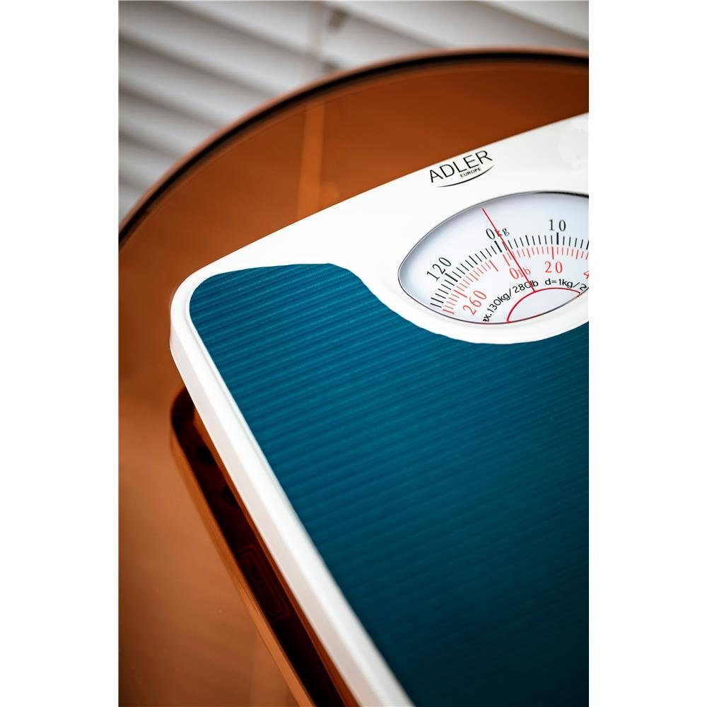 Adler Personenwaage AD 8151b, bis 130 kg, analog, blau/weiß