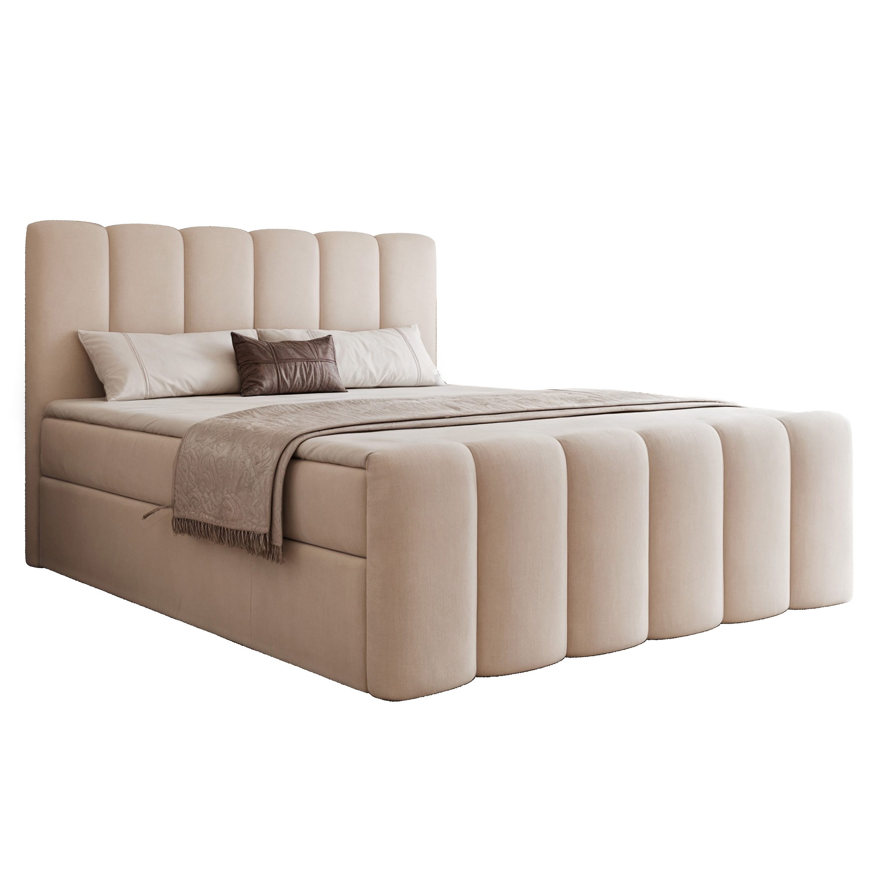 Goldstoff Boxspringbett Elegantes Bett mit Stauraum & hohem Schlafkomfort, günstig online kaufen