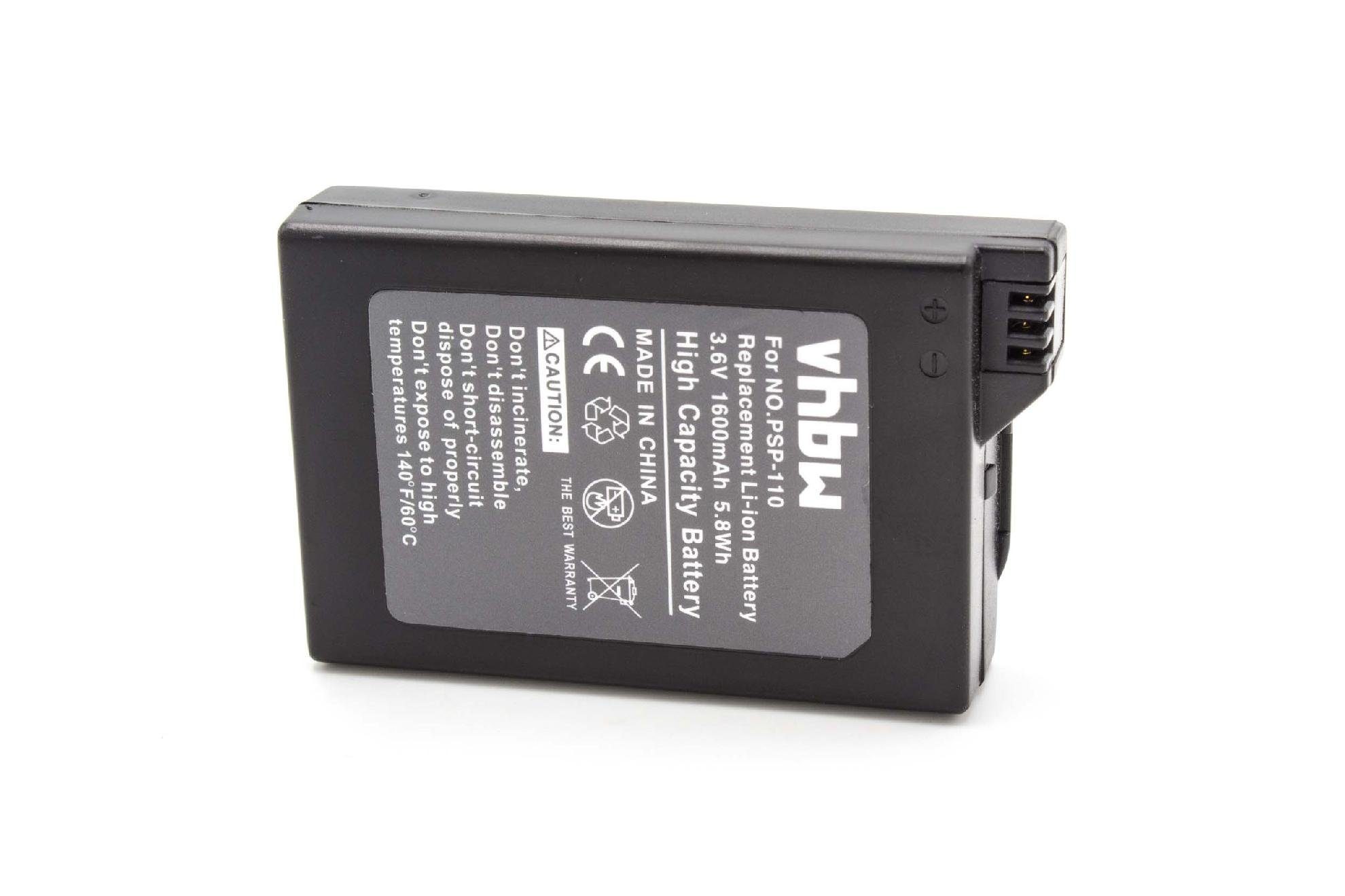 vhbw kompatibel mit Sony Playstation Portable PSP-1006, PSP-1004, PSP-1001 Akku Li-Ion 1600 mAh (3,6 V)