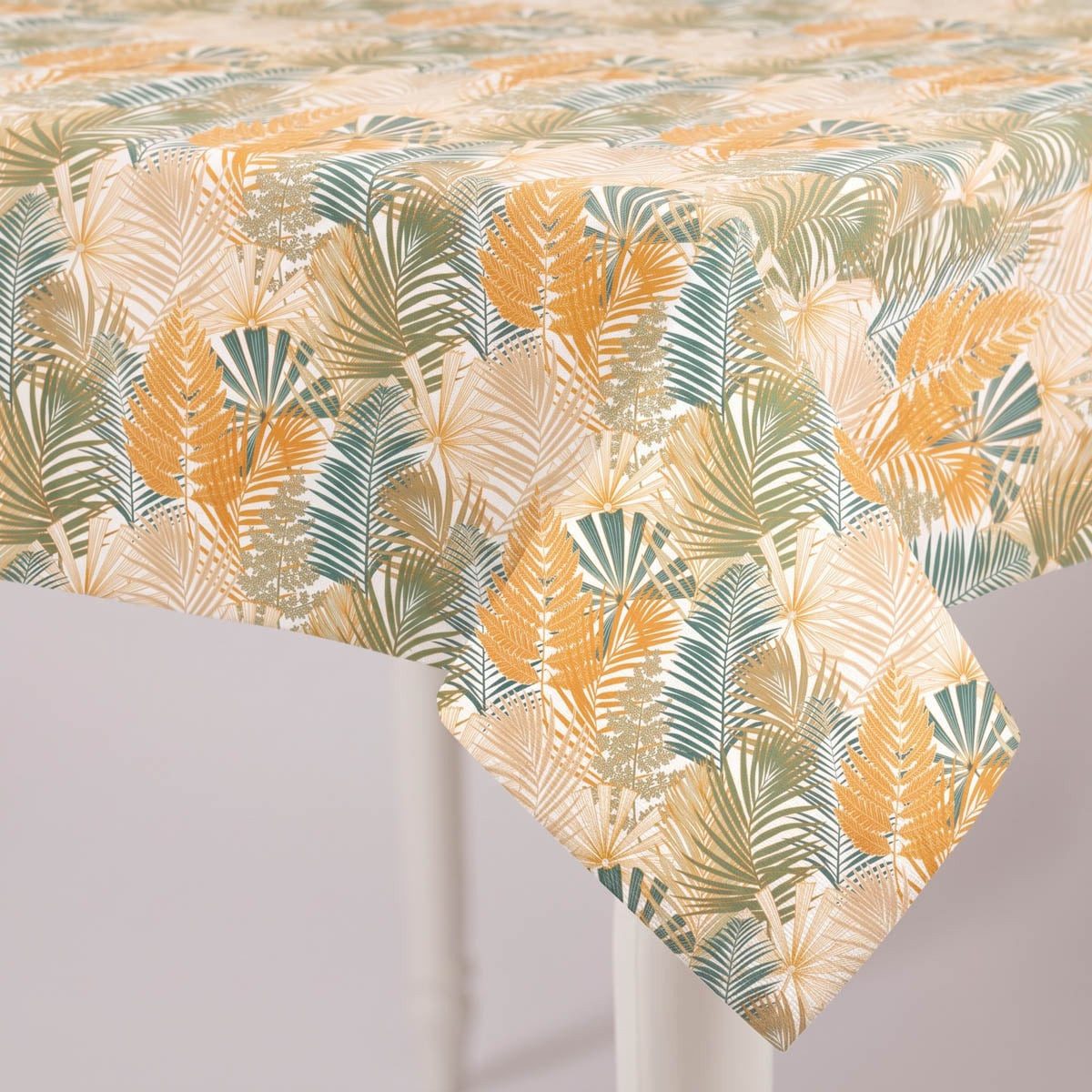 SCHÖNER LEBEN. Tischdecke Tischdecke abwaschbar Outdoor Blätter grün weiß in versch. Größen, Outdoor,wasserabweisend,pflegeleicht,abwaschbar