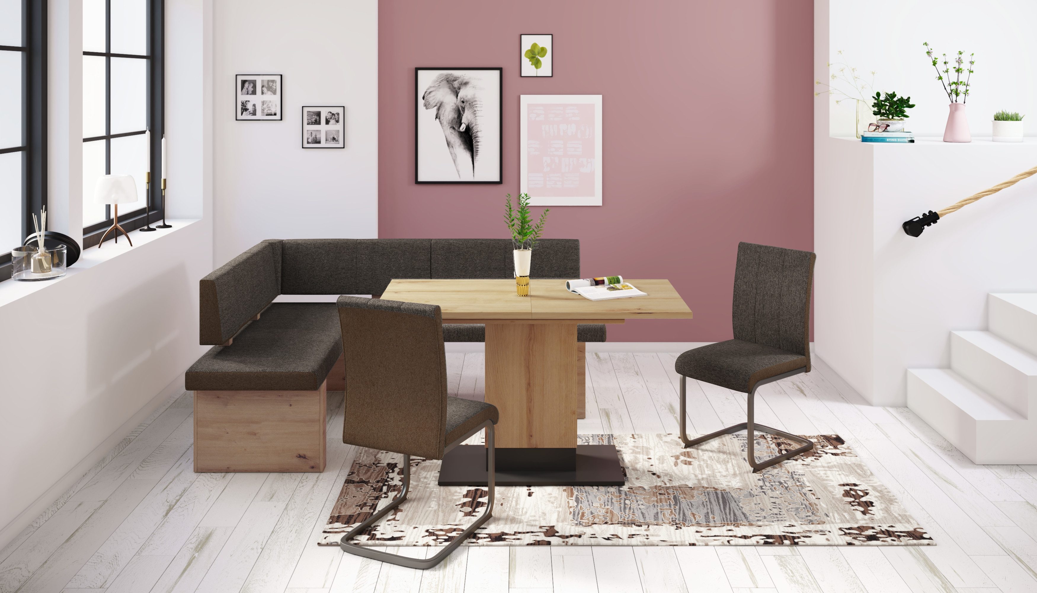 HELA Essgruppe BERKEL, (4-tlg), Synchronauszug,Säulentisch,beidseitig monti günstig online kaufen