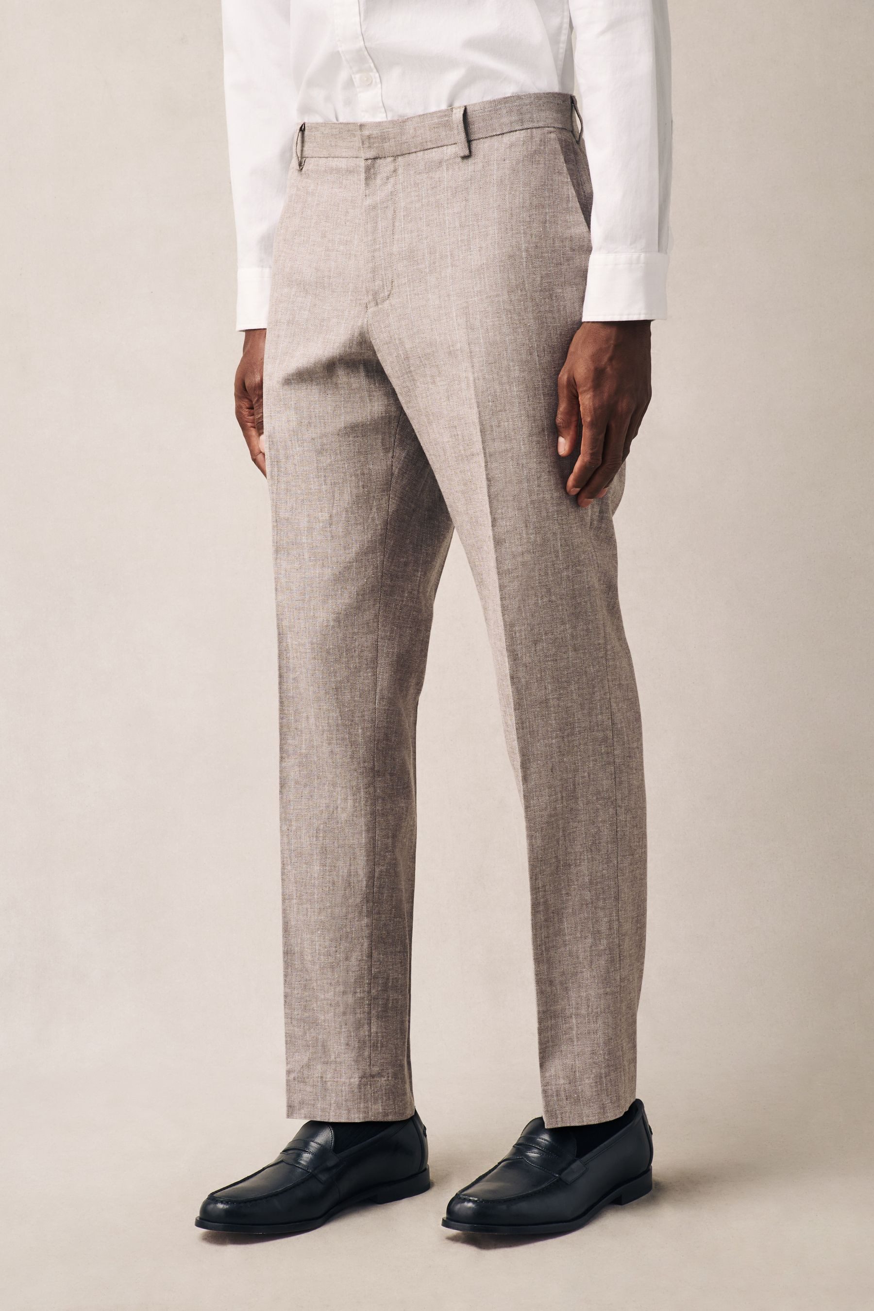 Next Anzughose Tailored Fit Anzughose mit Streifen aus Leinenmix (1-tlg)