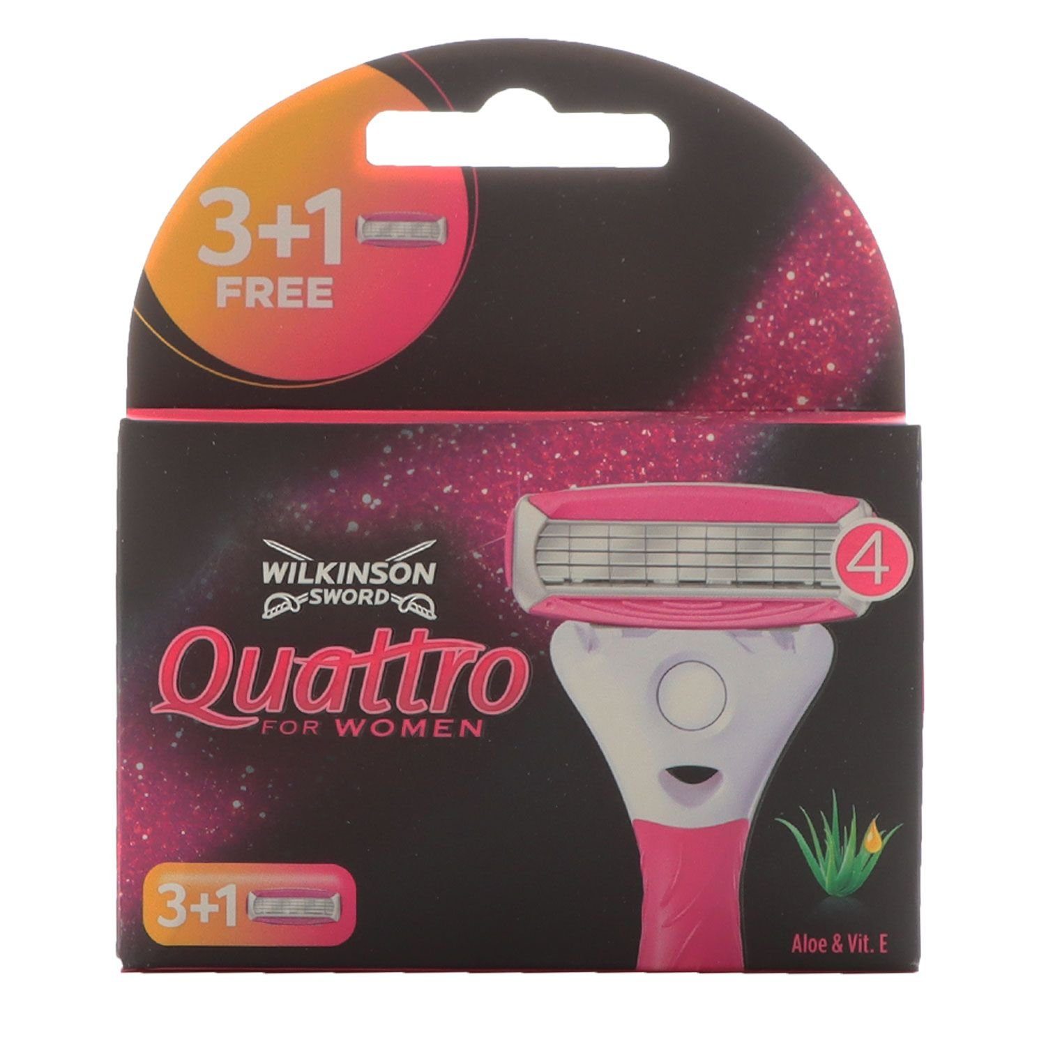 Wilkinson Лезвия для бритвы Quattro For Women Лезвия для бритвы Ersatzklingen (3+1) Aloe Vera 4 Stück