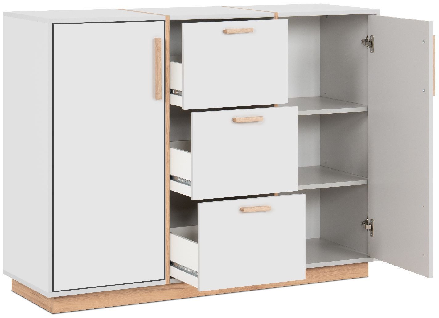Finori Kommode, Steingrau, Dekor Jackson Hickory, Modern, ABS-Kante, 125 x 94 x 40 cm