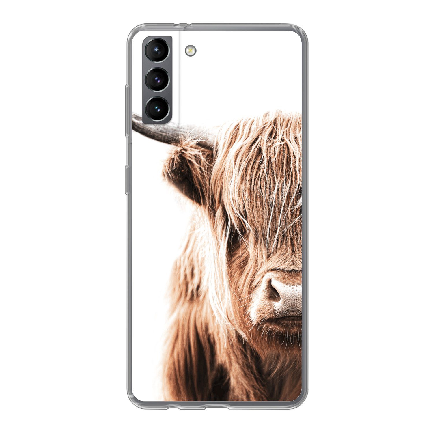 MuchoWow Handyhülle für Samsung Galaxy S21 Plus Schottischer Highlander - Kuh - Tiere, Phone Case, Silikon, Schutzhülle Dünn