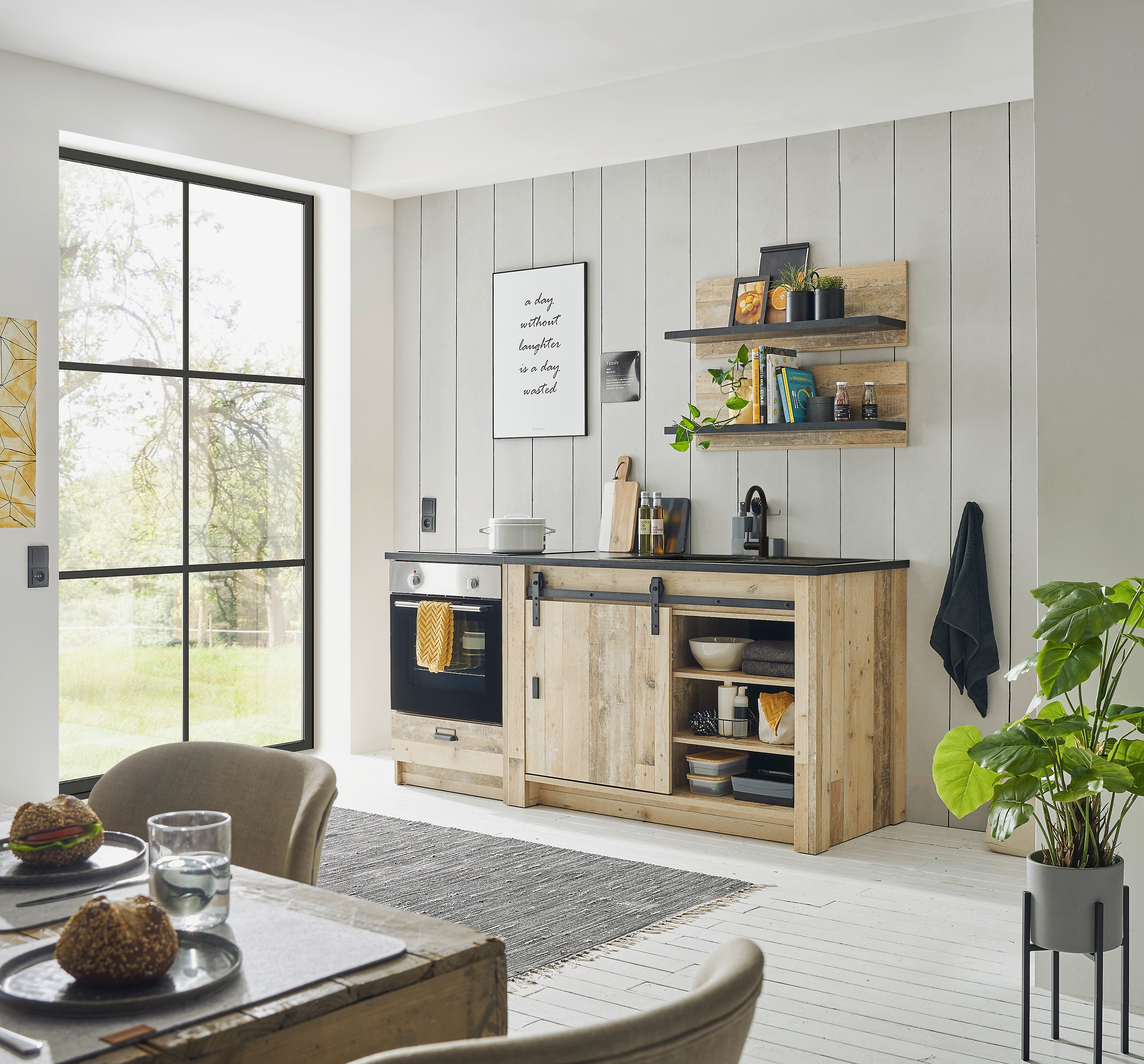 Home affaire Küchenzeile Sherwood, Breite 196 cm, mit Herdumbauschrank, ohne E-Geräte